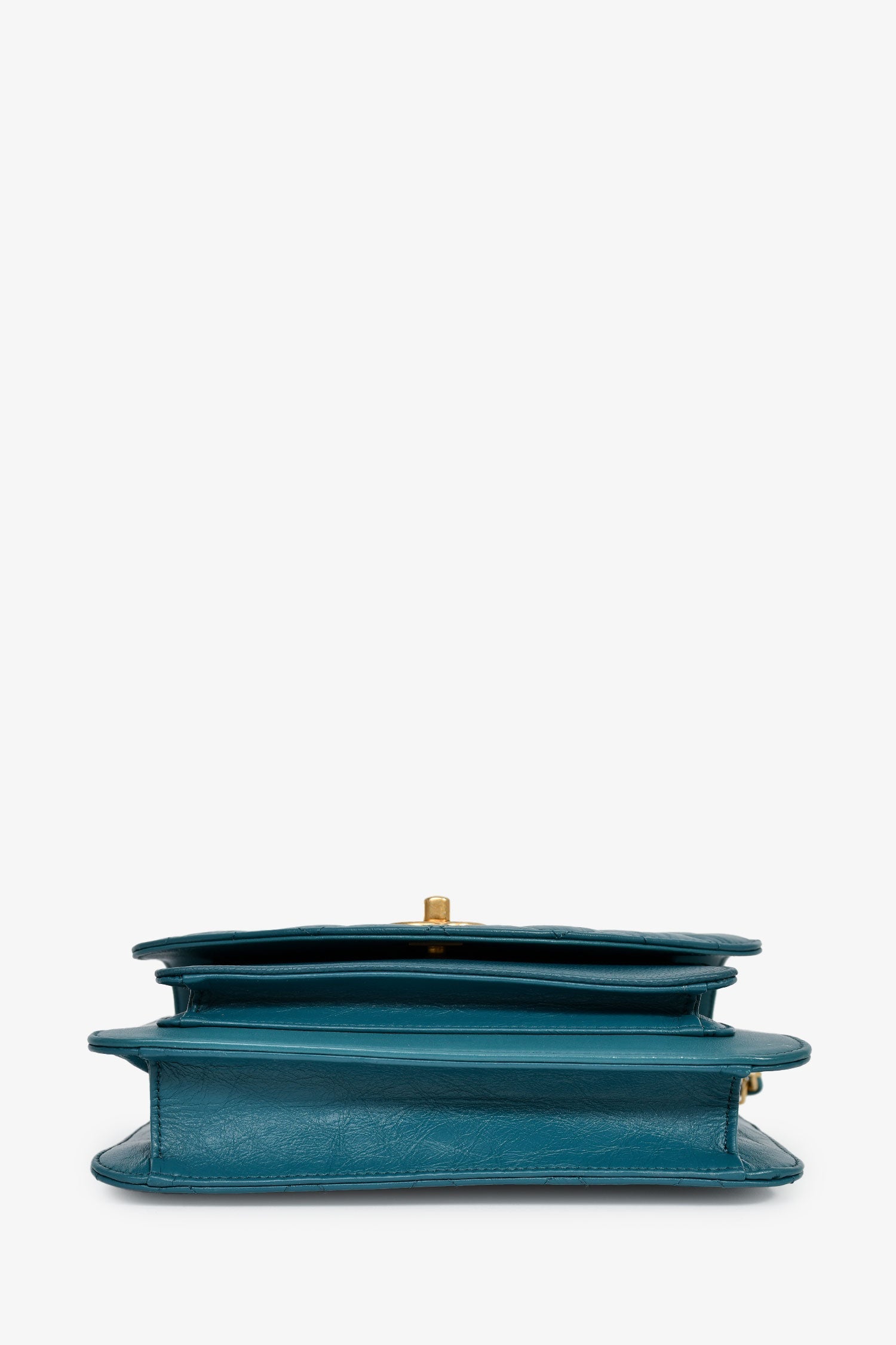 Pre-Loved Chanel™ 2019 Teal Leather Front Pocket CC Flap