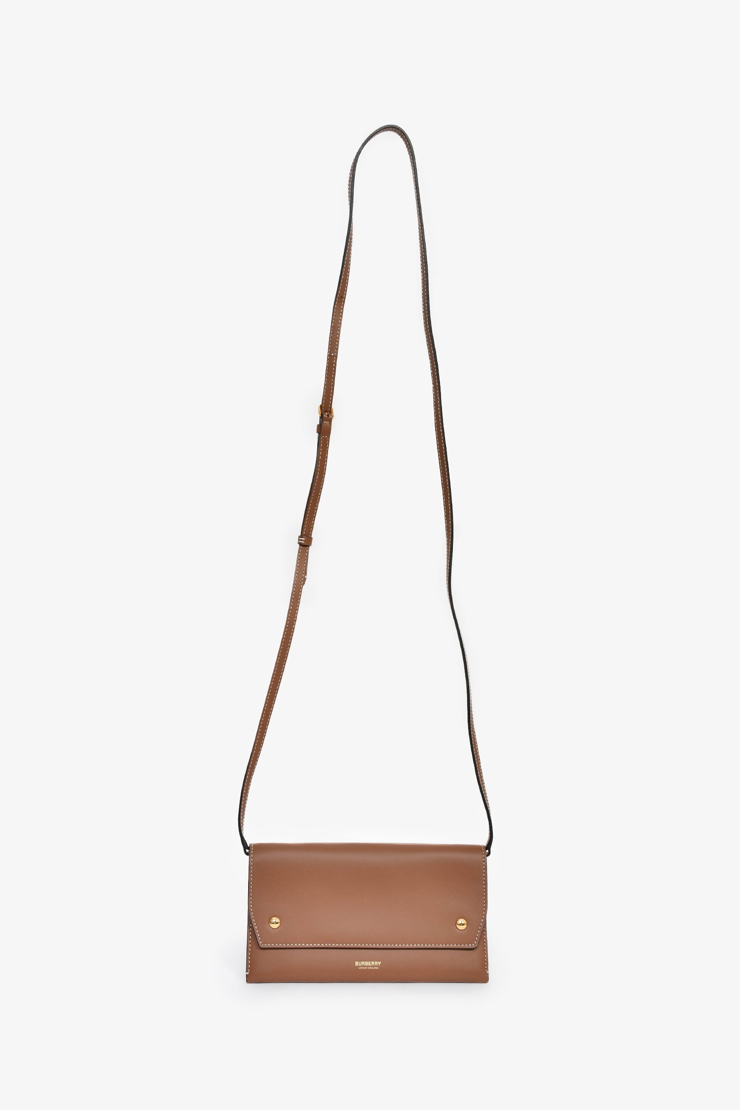 Burberry Brown Leather Logo Wallet Crossbody Bag