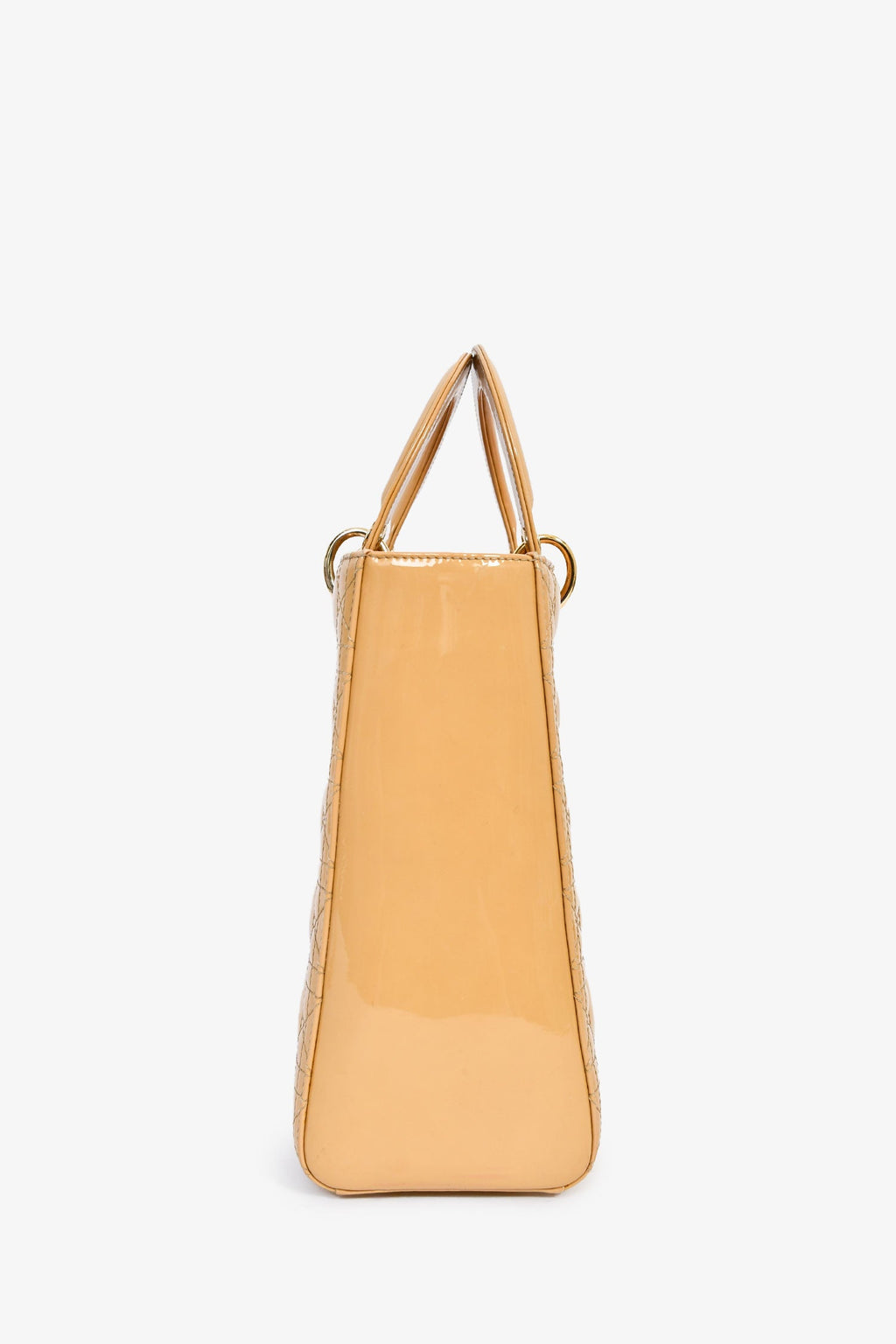 Christian Dior 2012 Beige Patent Cannage Leather 'Lady Dior' Large Bag With Strap