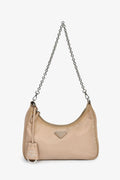 Prada Beige Re-Nylon Re-Edition 2005 Crossbody Bag With Chain & Pouch