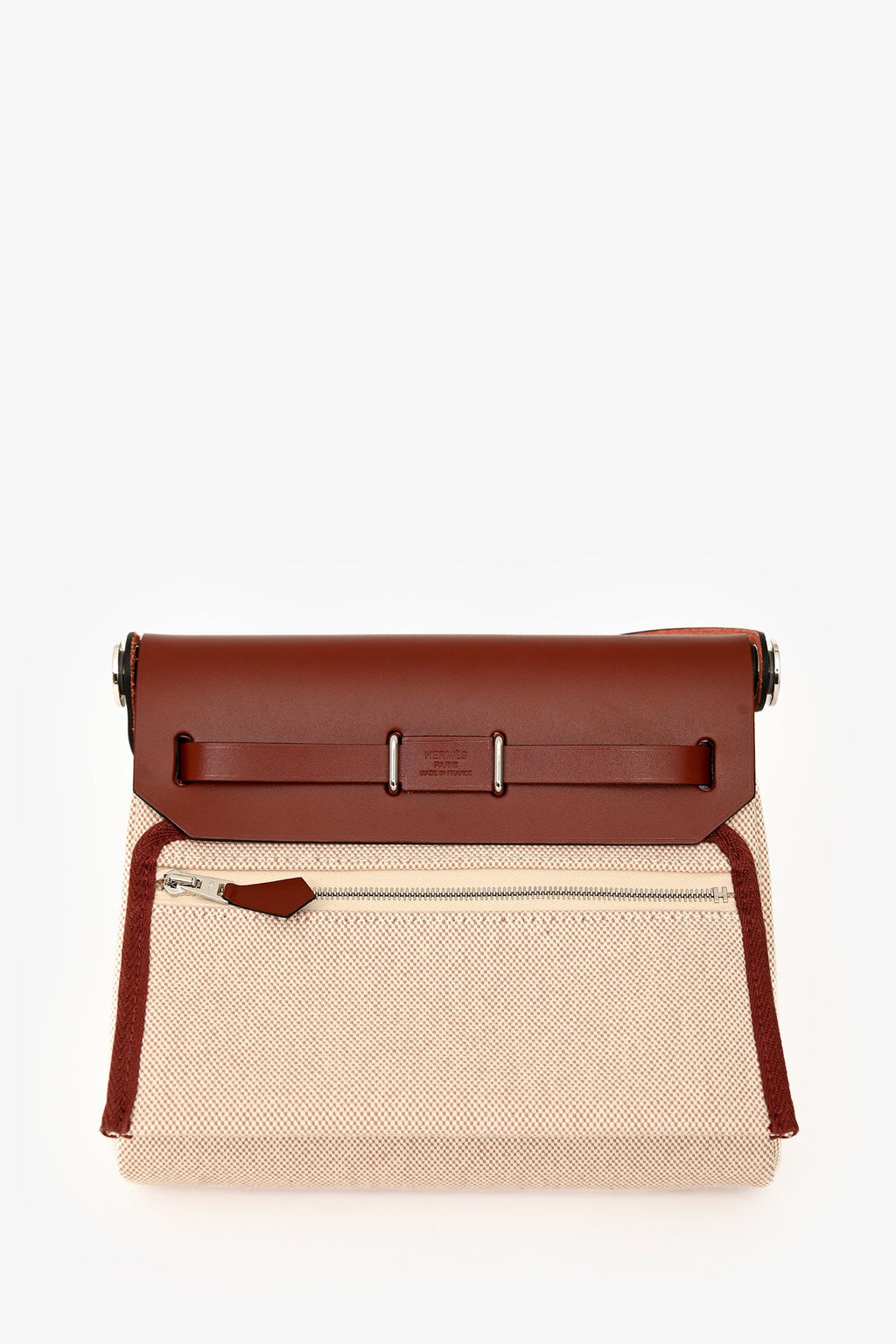 Hermès 2025 Ecru/Rouge Toile H Canvas/Fauve Vache Hunter Mini Herbag 20