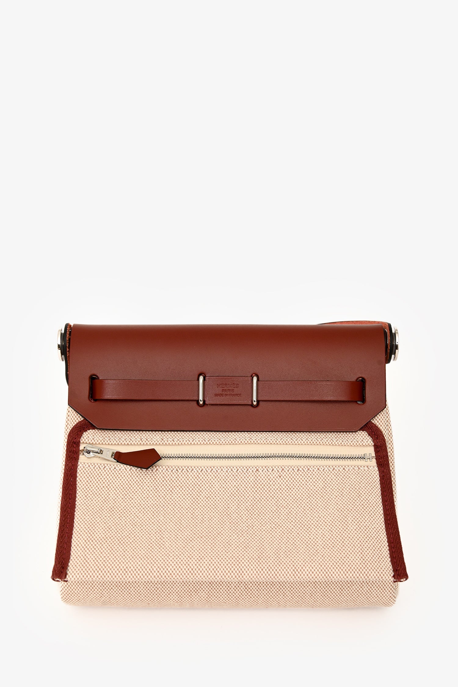 Hermès 2025 Ecru/Rouge Toile H Canvas/Fauve Vache Hunter Mini Herbag 20