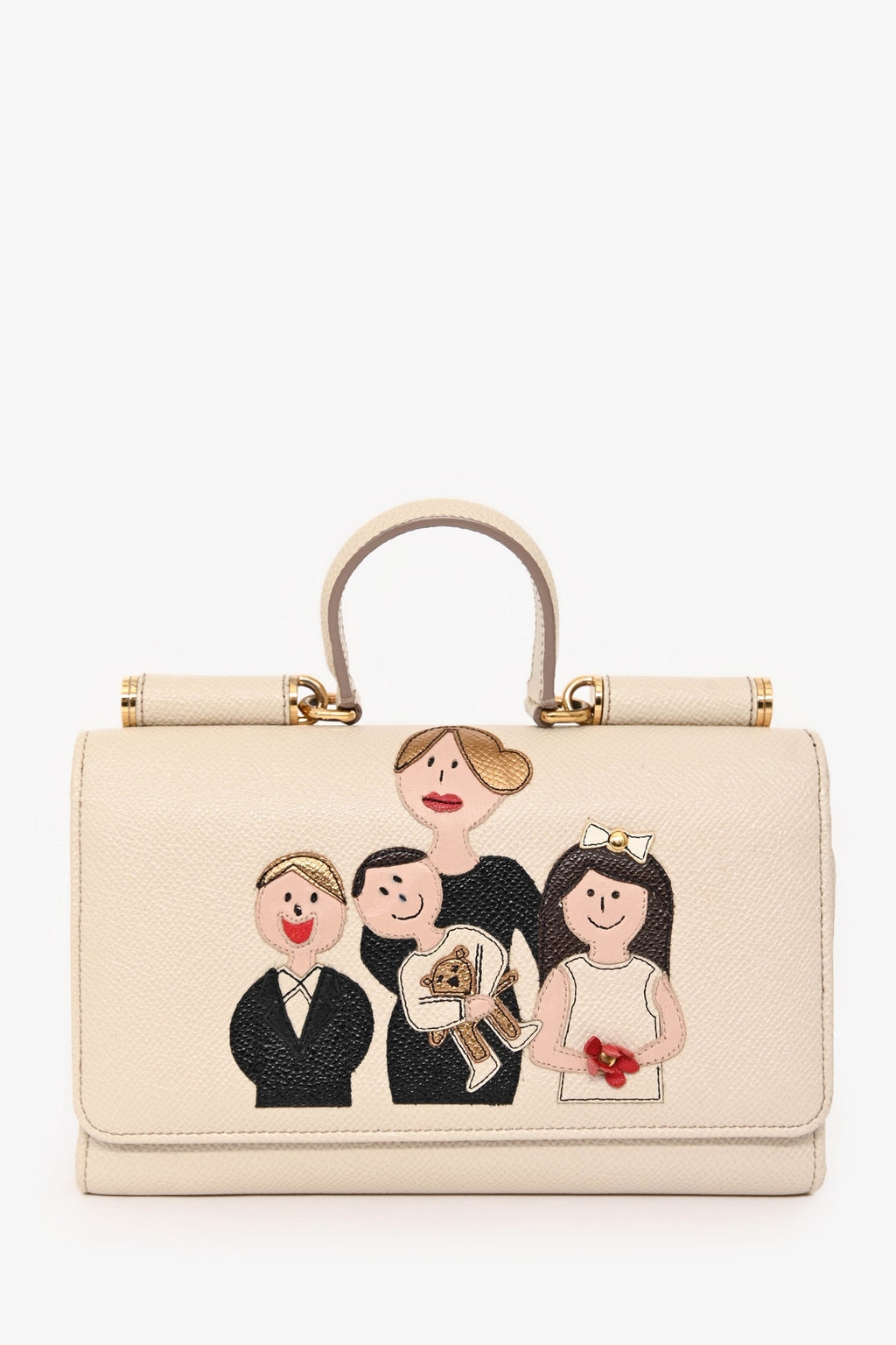 Dolce & Gabbana White Leather Sicily Family Crossbody