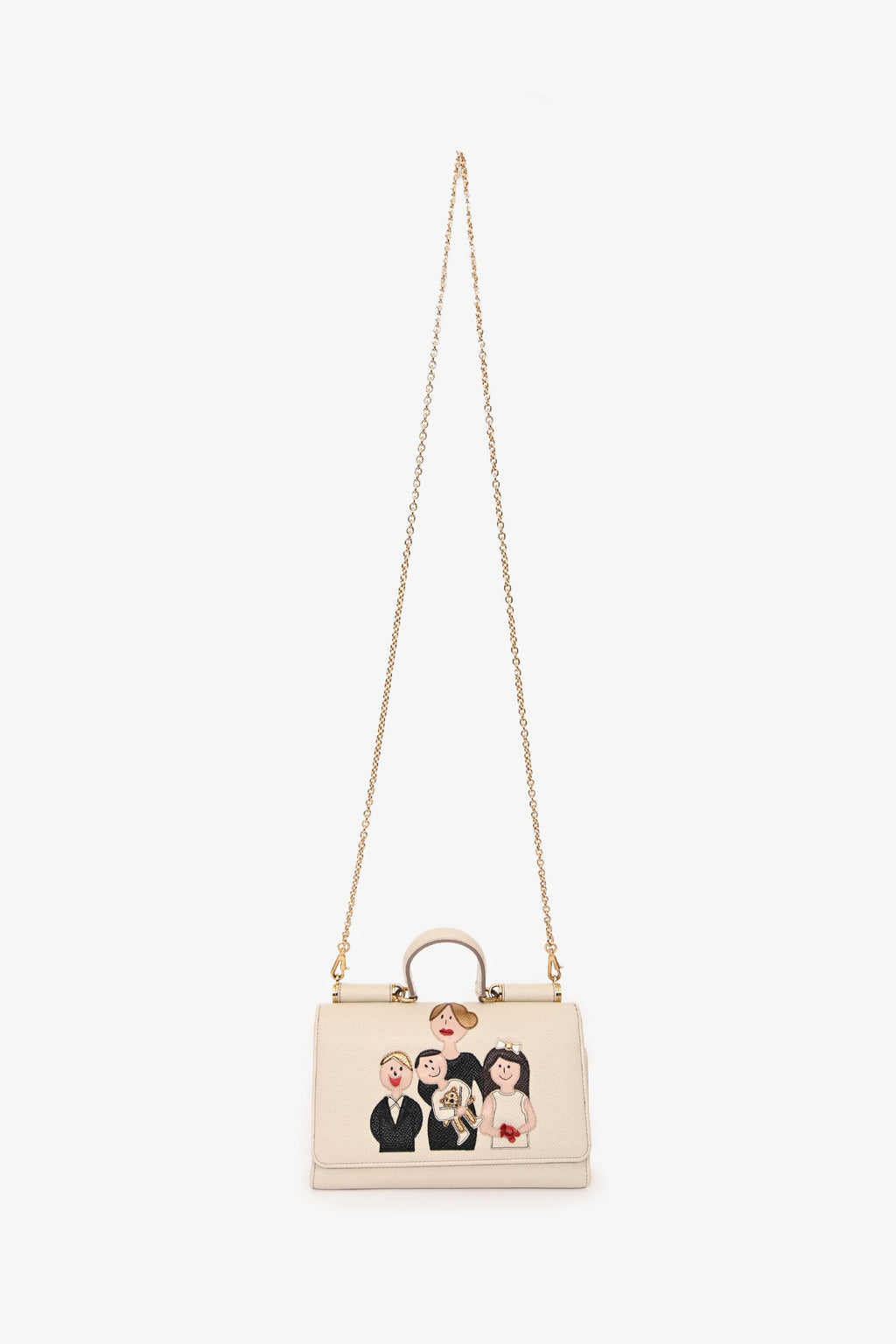 Dolce & Gabbana White Leather Sicily Family Crossbody
