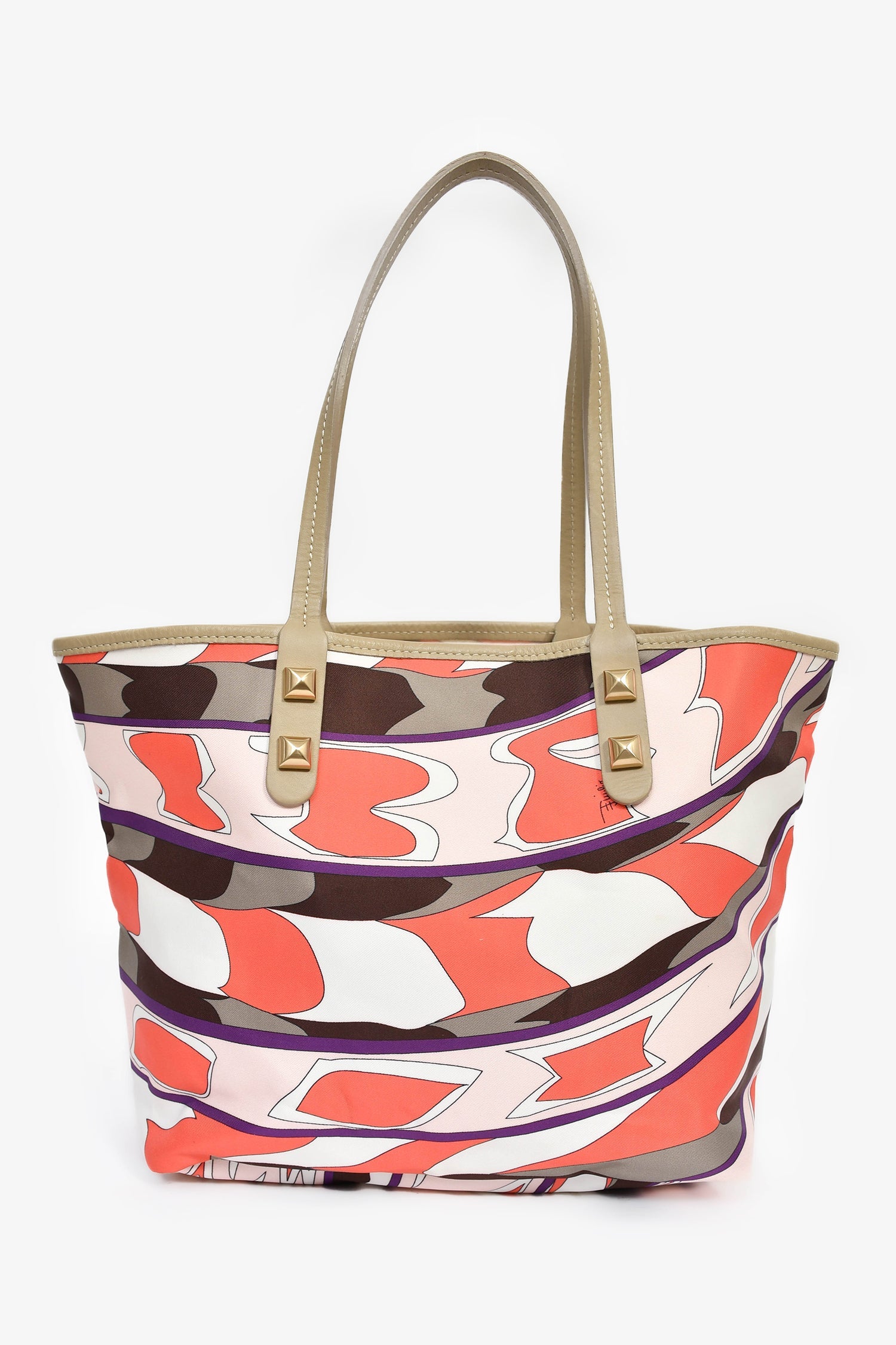 Emilio Pucci Pink/White Print Tote Bag