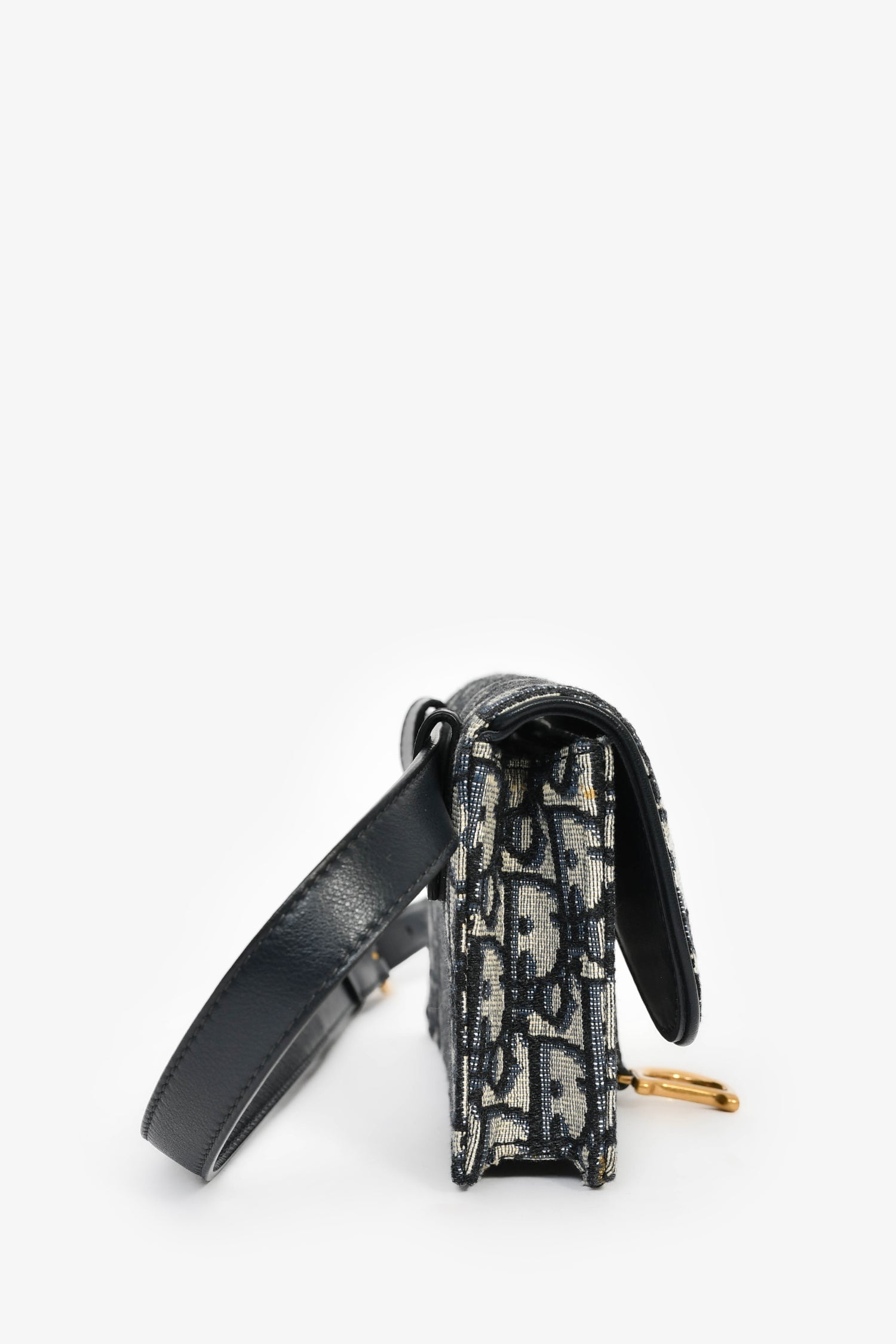 Christian Dior Navy Oblique Jacquard Saddle Belt Pouch