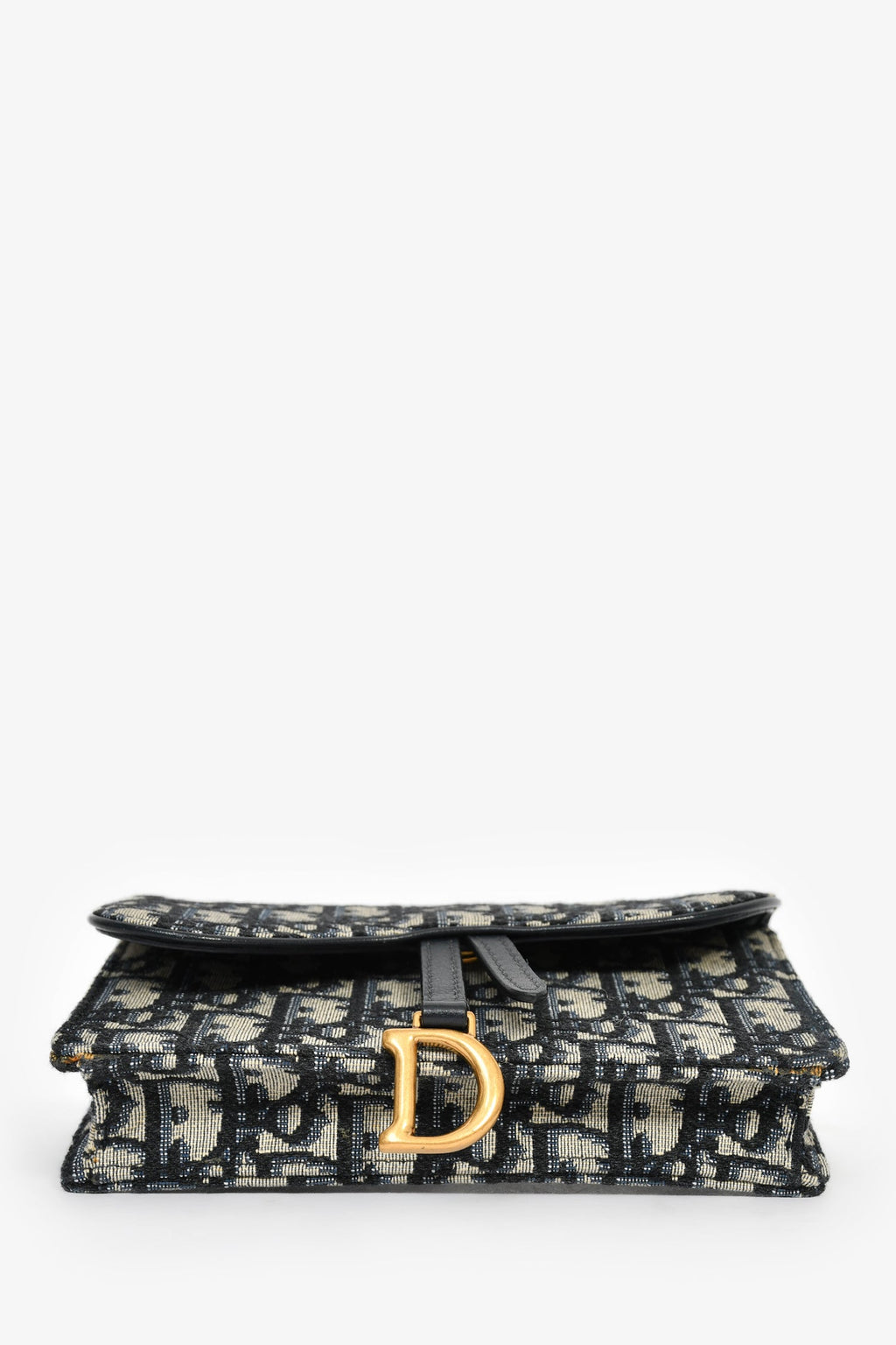Christian Dior Navy Oblique Jacquard Saddle Belt Pouch