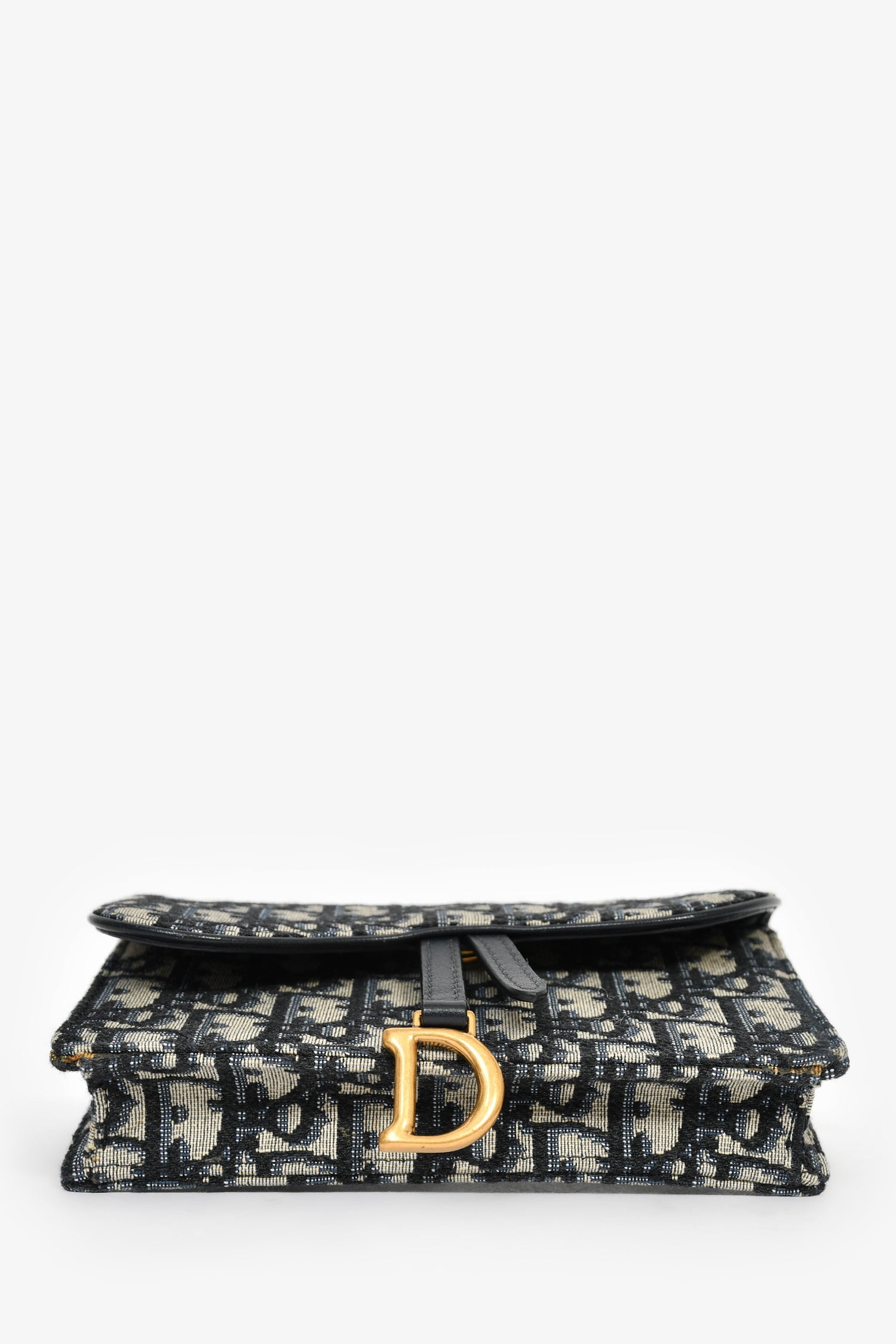 Christian Dior Navy Oblique Jacquard Saddle Belt Pouch