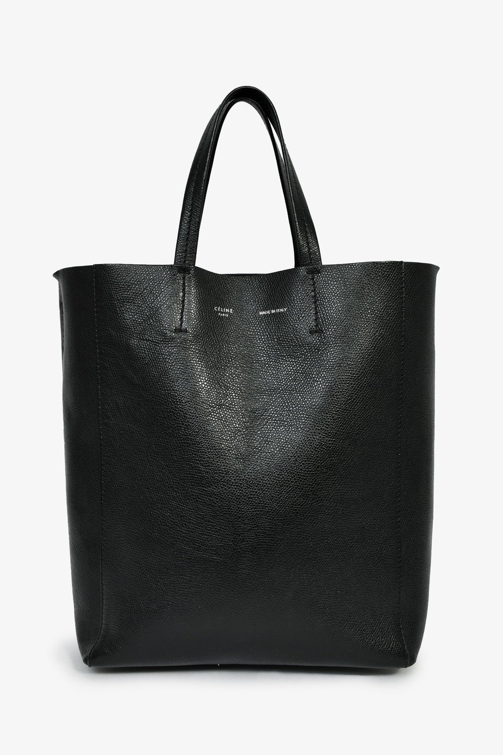 Celine Black Leather Small Vertical Cabas Bag With Strap