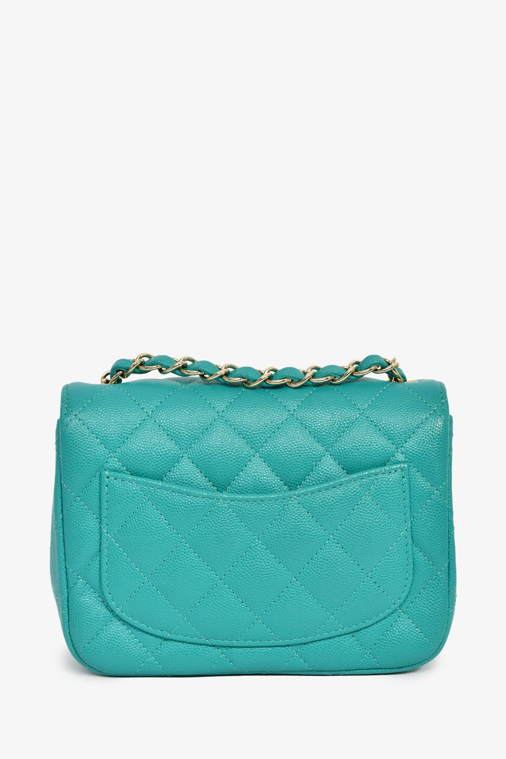 Pre-Loved Chanel™ 2016/2017 Teal Caviar Leather Quilted Mini Square Flap Bag