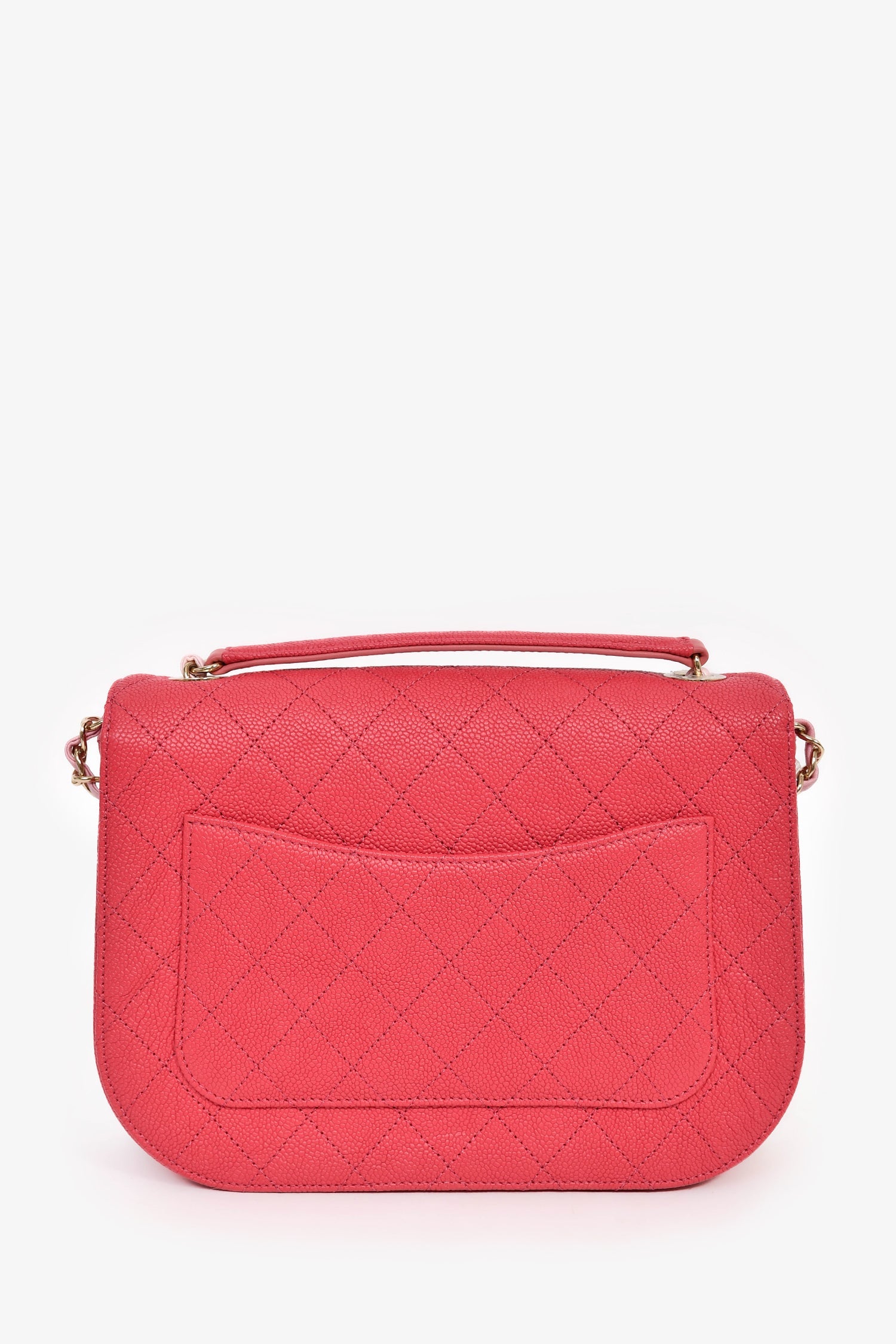 Pre-Loved Chanel™ 2017/2018 Two Tone Pink Caviar Leather 'Paris-Cuba' Thread Around Flap Bag