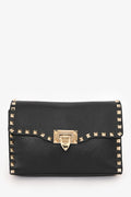 Valentino Black Leather Rockstud Flap Crossbody Bag