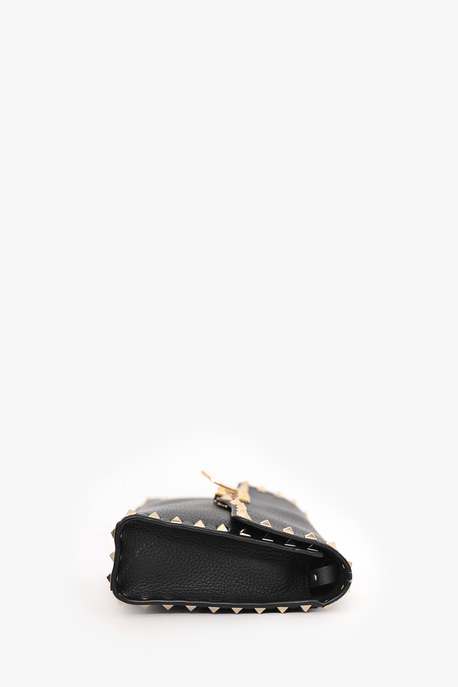 Valentino Black Leather Rockstud Flap Crossbody Bag