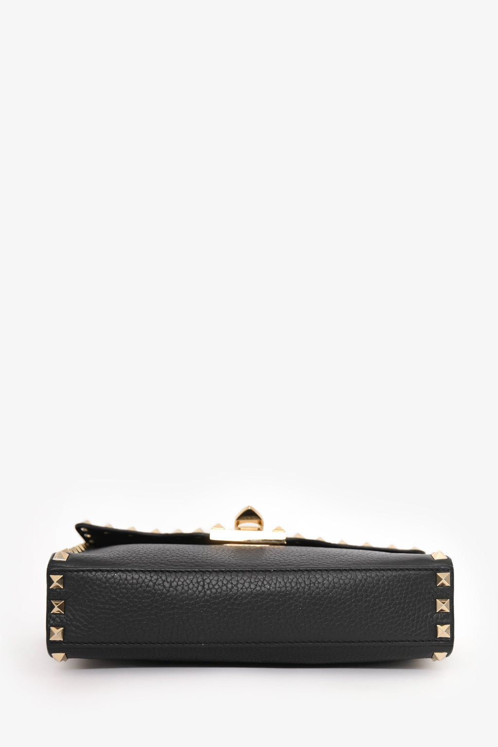 Valentino Black Leather Rockstud Flap Crossbody Bag