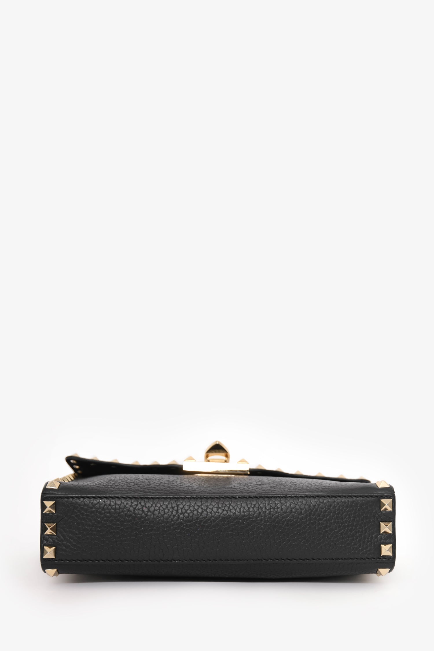 Valentino Black Leather Rockstud Flap Crossbody Bag
