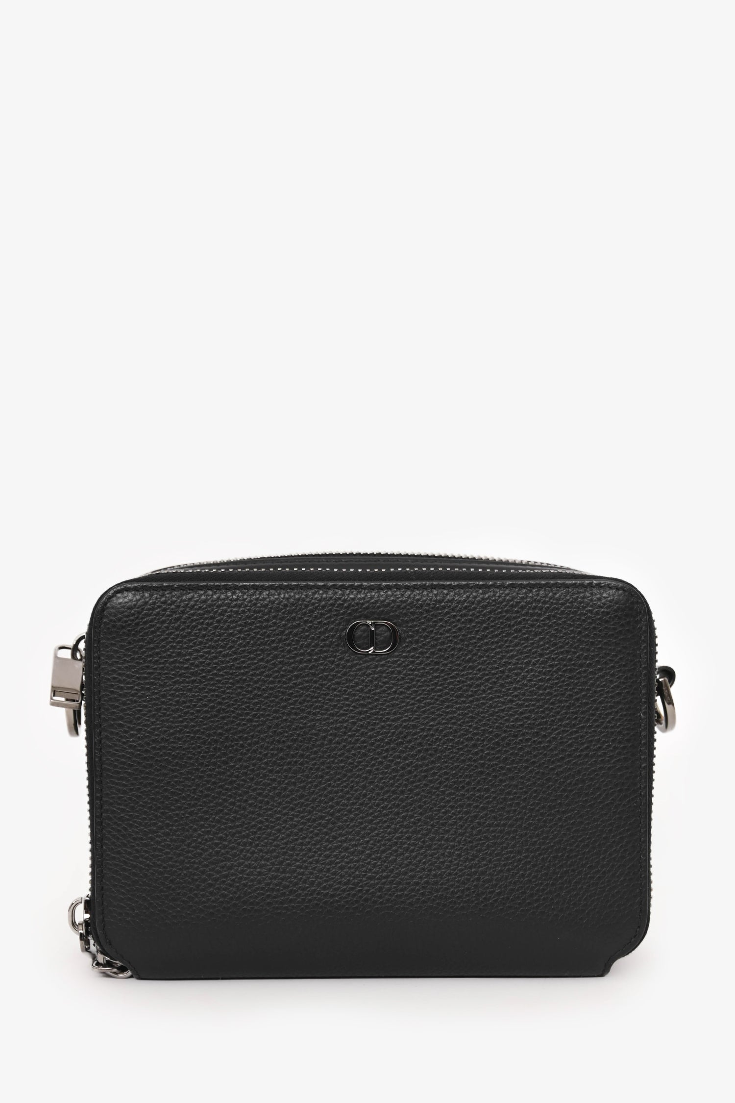 Christian Dior Black Leather CD Icon Zipped Pouch Crossbody Bag