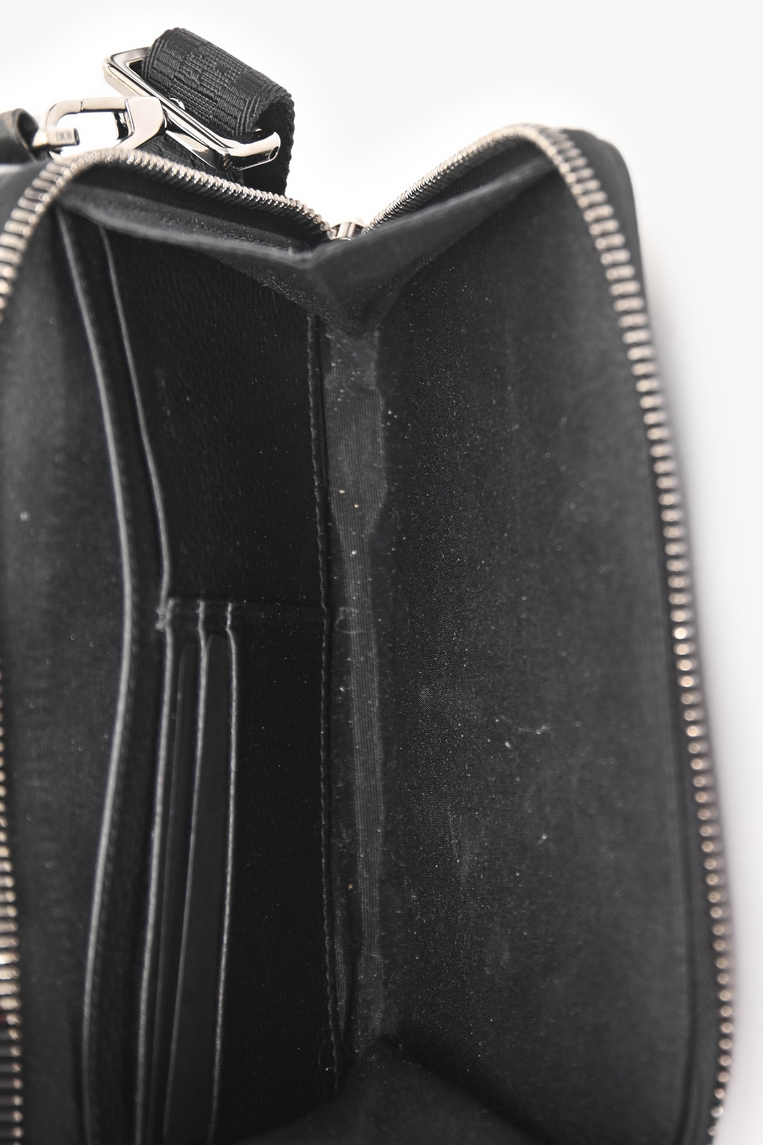 Christian Dior Black Leather CD Icon Zipped Pouch Crossbody Bag