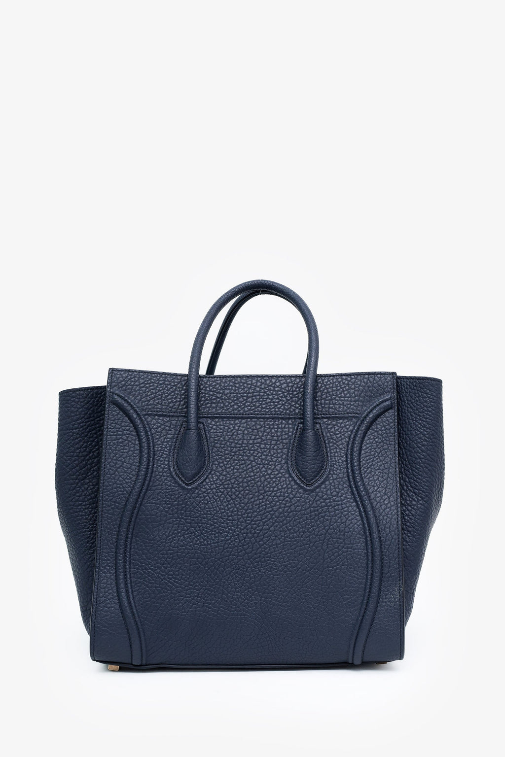 Celine Navy Blue Bullhide Calfskin Leather Medium Phantom Luggage Tote Bag