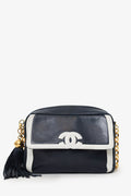 Pre-Loved Chanel™ 1991-94 Navy Lambskin Tassel CC Chain Camera Bag