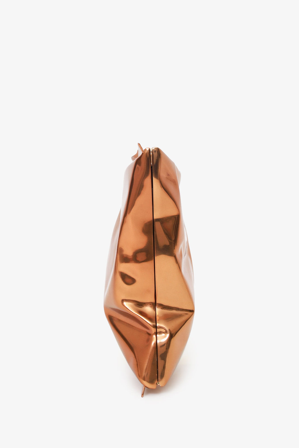 Anya Hindmarch Rose Gold Metallic Metal Crisp Packet Clutch With Chain