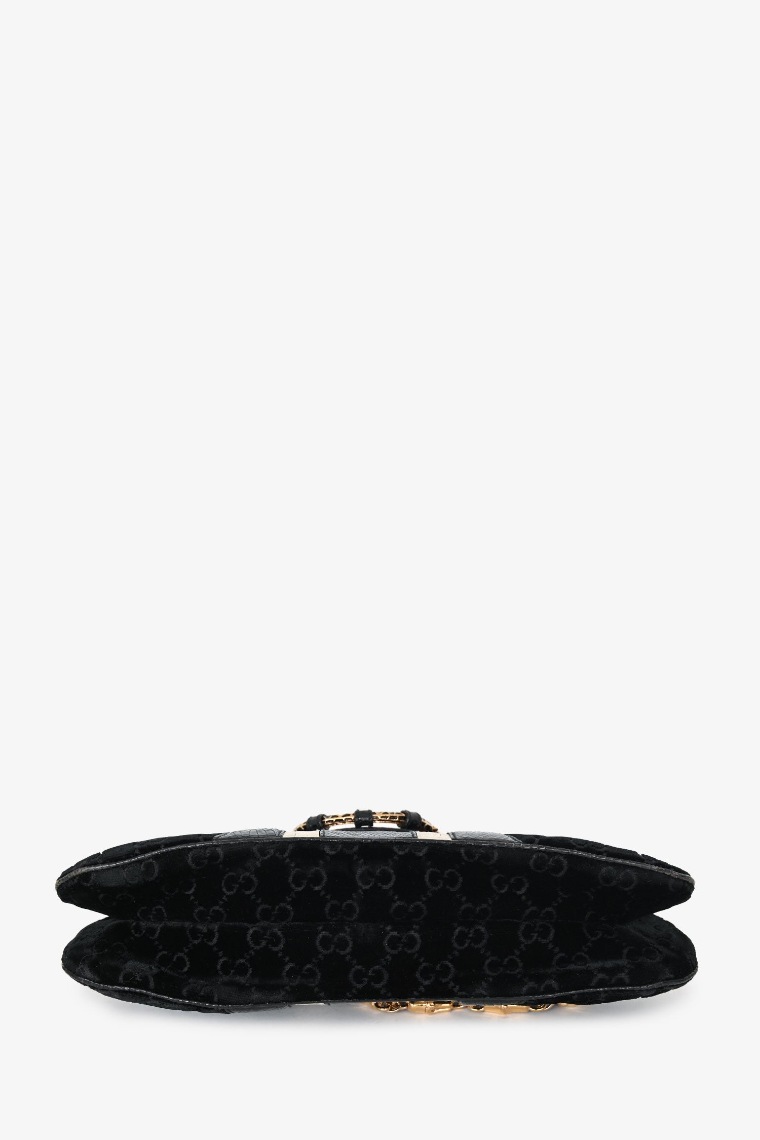 Gucci Black/White Lizard/Velvet Leather Dragon Head Shoulder Bag