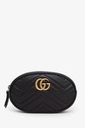 Gucci Black Chevron Leather Marmont Belt Bag