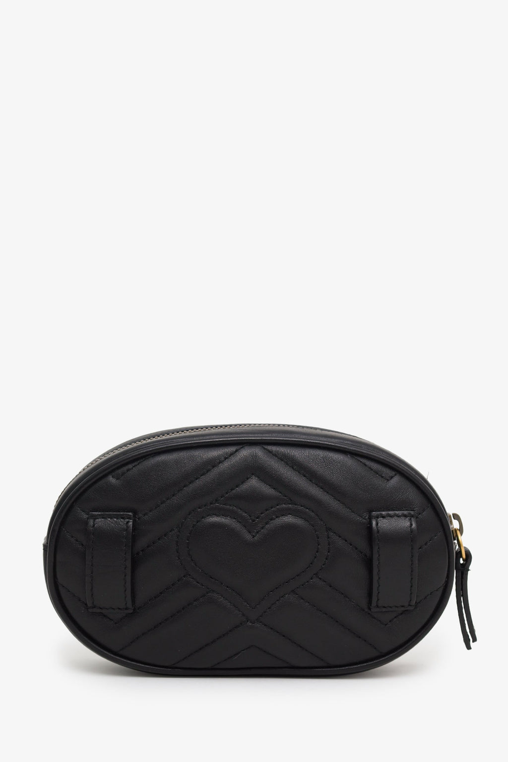 Gucci Black Chevron Leather Marmont Belt Bag