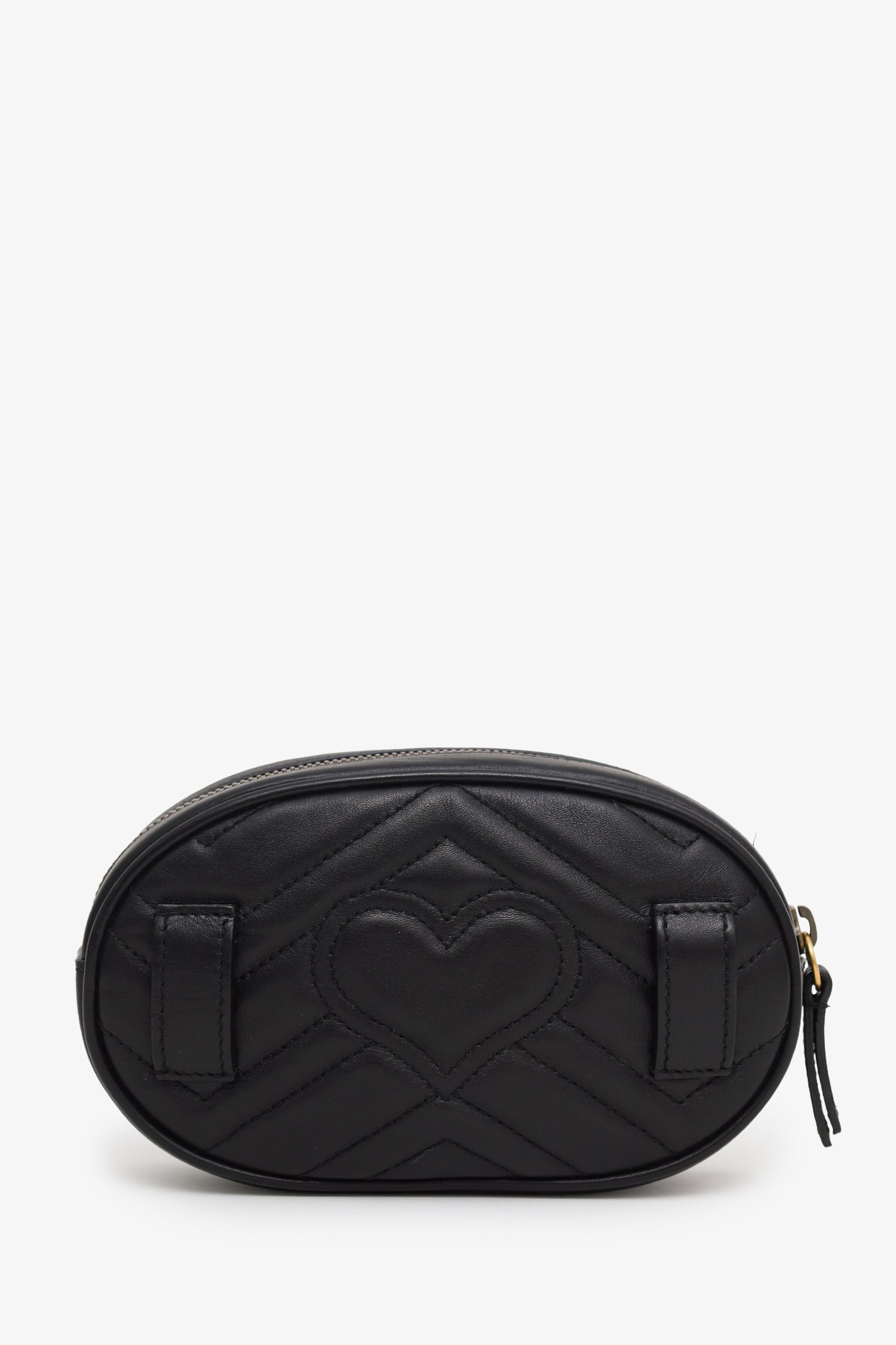 Gucci Black Chevron Leather Marmont Belt Bag