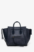 Celine Black Croc Embossed Leather Luggage Phantom Top Handle