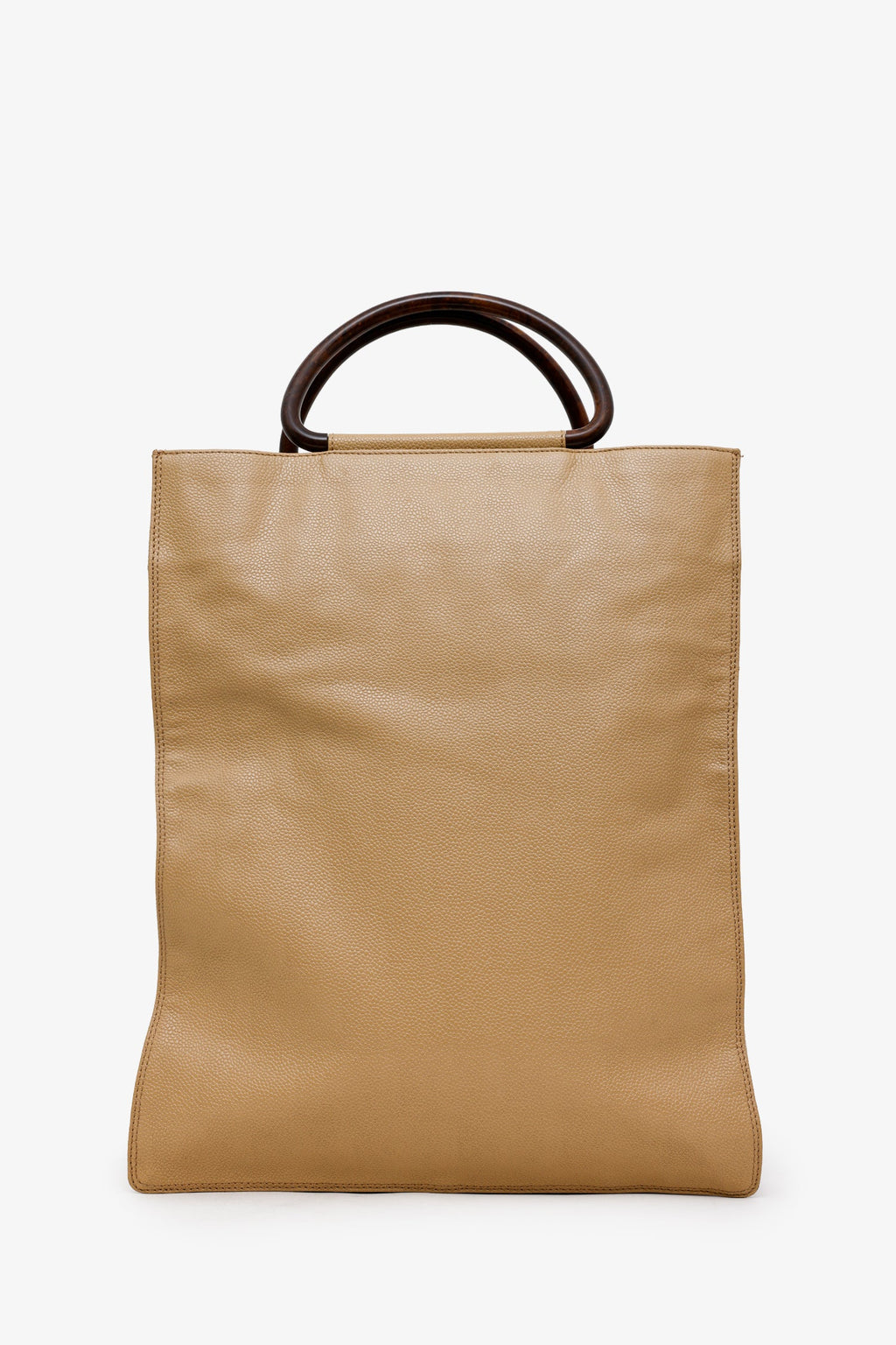 Pre-Loved Chanel™ Beige Caviar Leather Wooden Top Handle Bag
