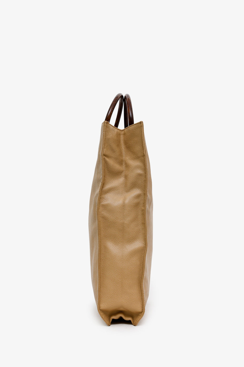 Pre-Loved Chanel™ Beige Caviar Leather Wooden Top Handle Bag