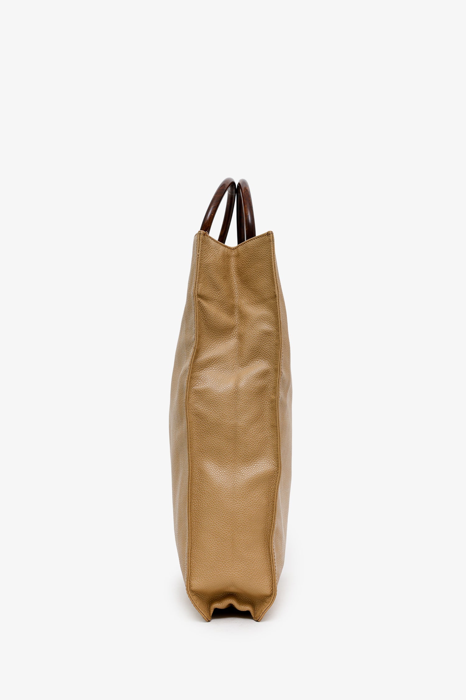 Pre-Loved Chanel™ Beige Caviar Leather Wooden Top Handle Bag