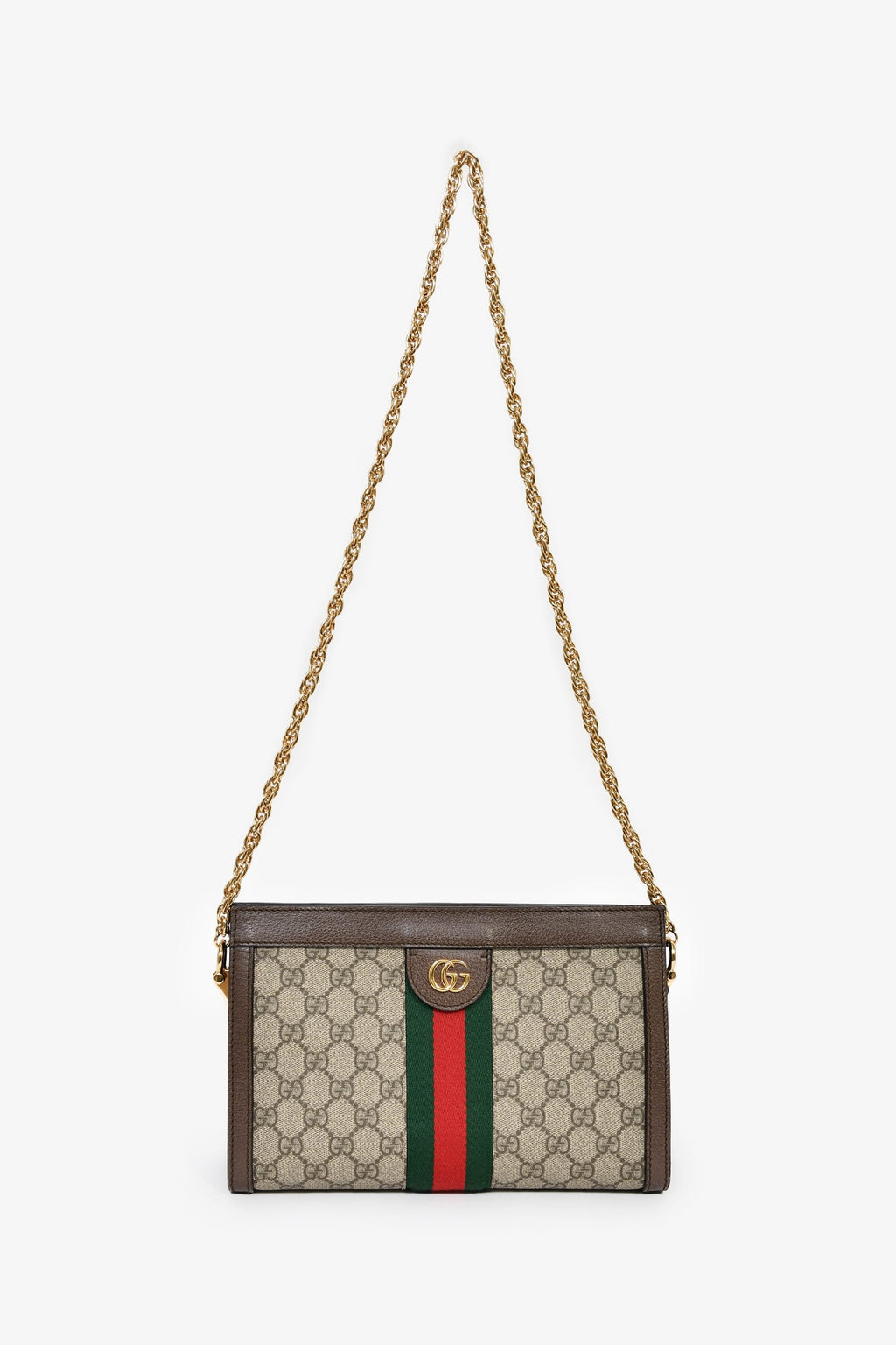 Gucci Brown Canvas/Leather GG Monogram Web 'Ophidia' Medium Crossbody