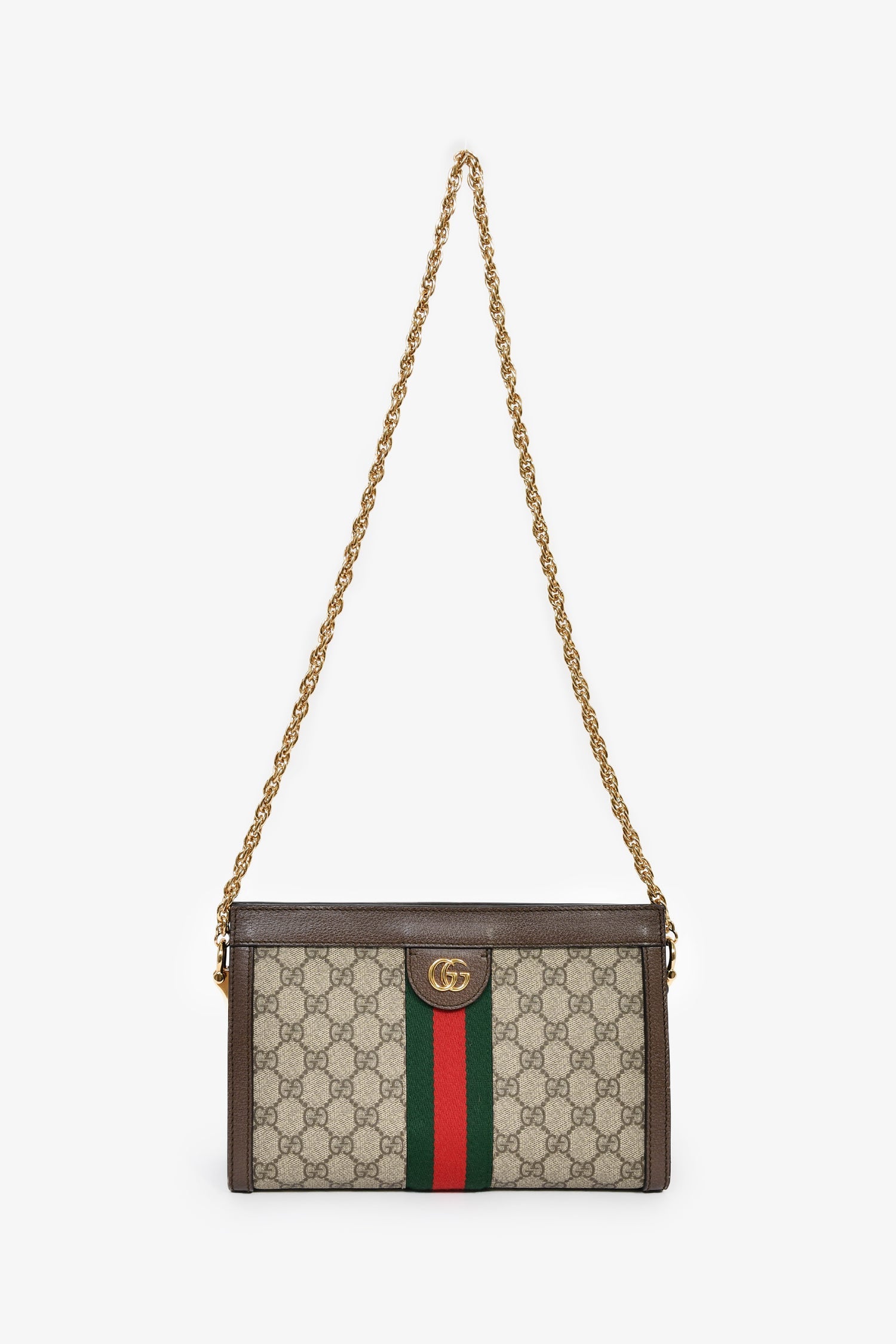 Gucci Brown Canvas/Leather GG Monogram Web 'Ophidia' Medium Crossbody