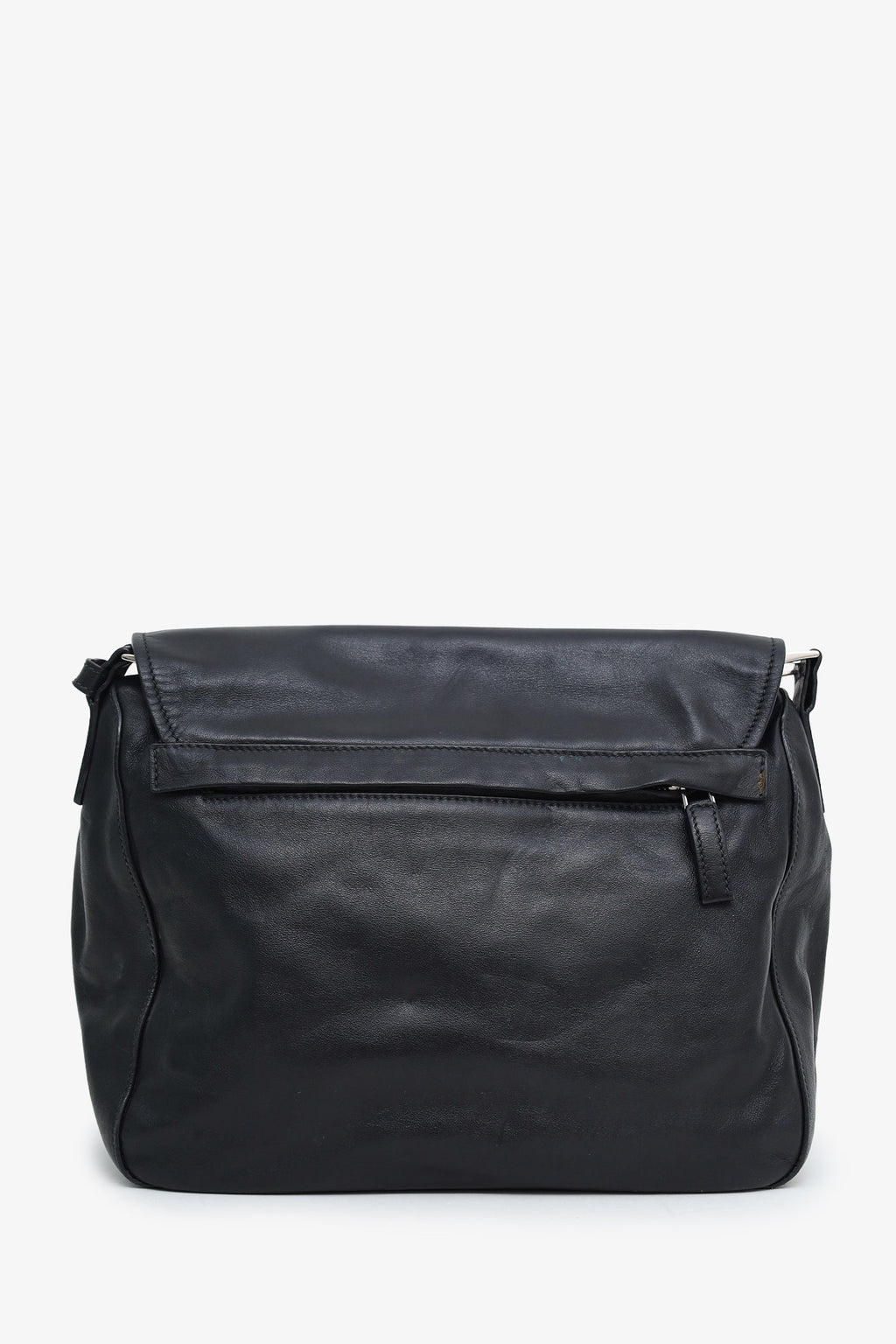 Prada Black Soft Calfskin Leather Messenger Bag