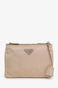 Prada Beige Re-Nylon Saffiano Re-Edition 2000 Double Zip Crossbody Bag