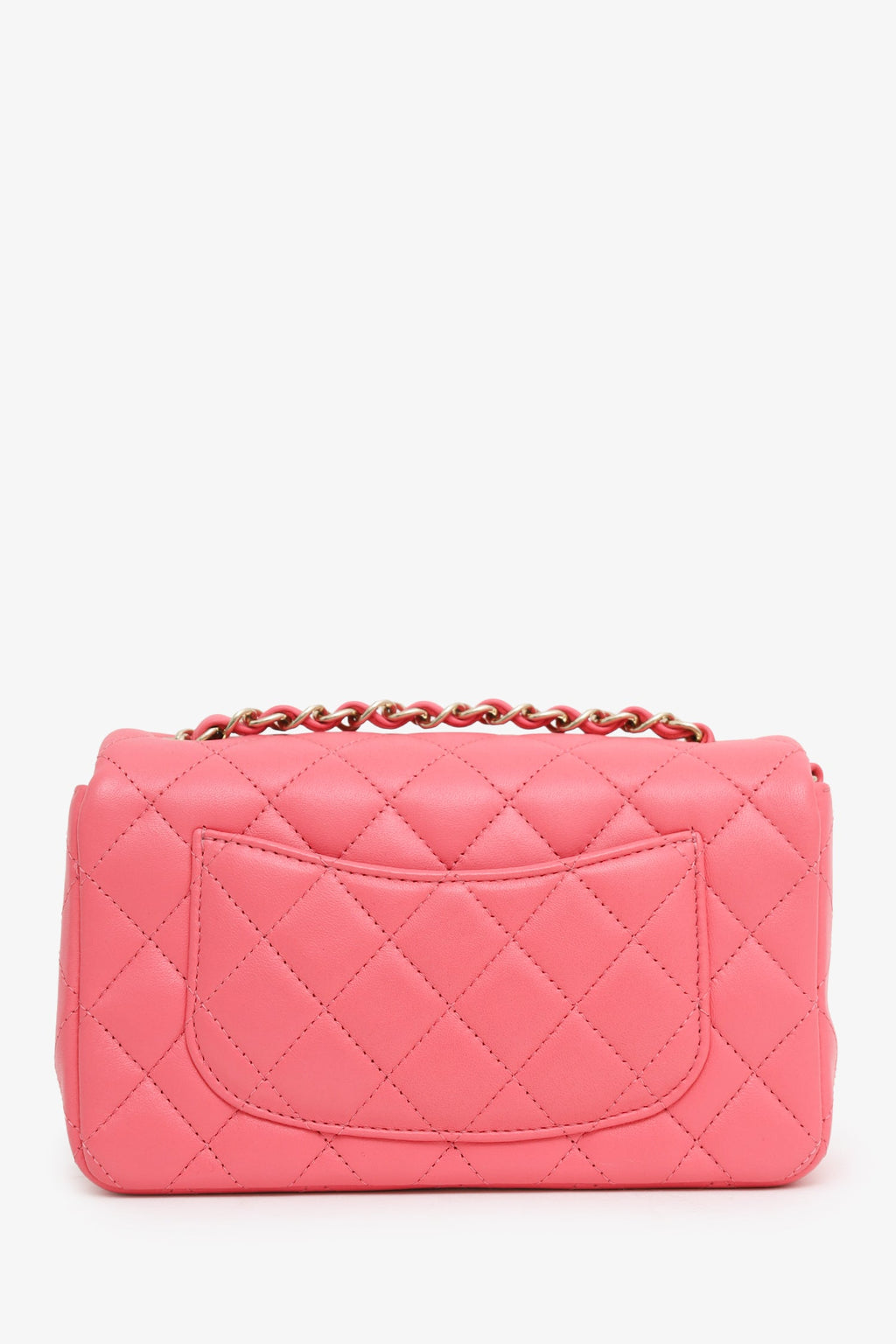 Pre-Loved Chanel™ 2020-21 Pink Lambskin Mini Rectangular Flap Bag