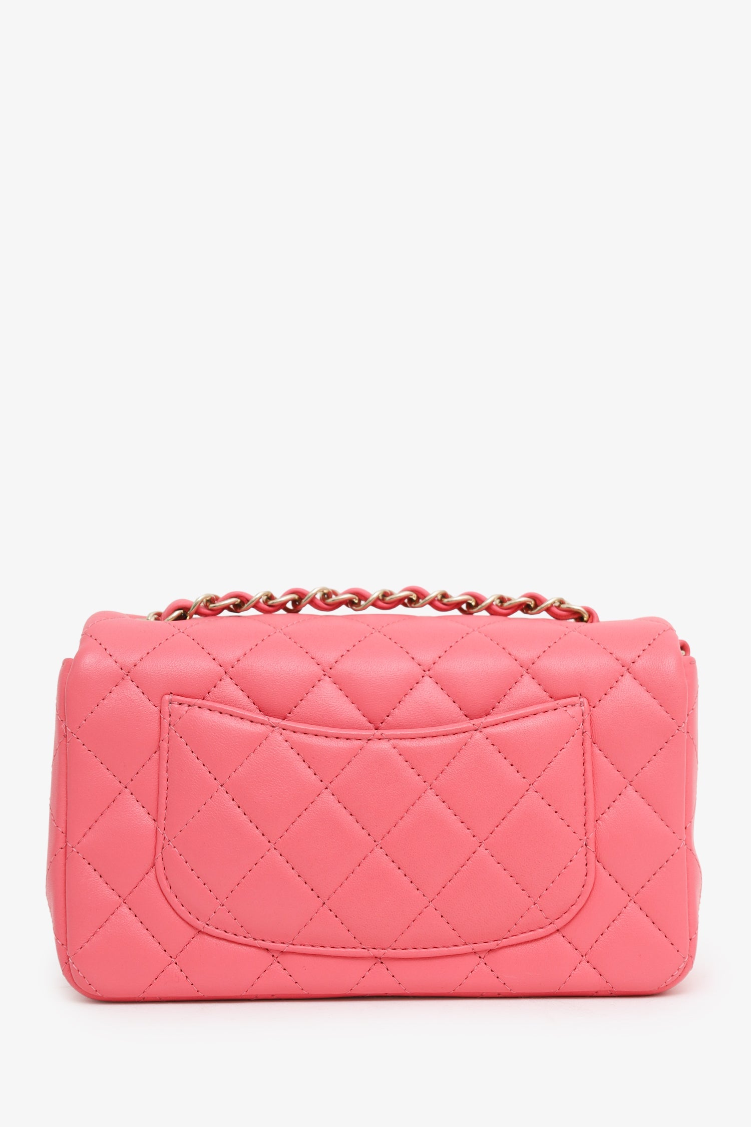 Pre-Loved Chanel™ 2020-21 Pink Lambskin Mini Rectangular Flap Bag