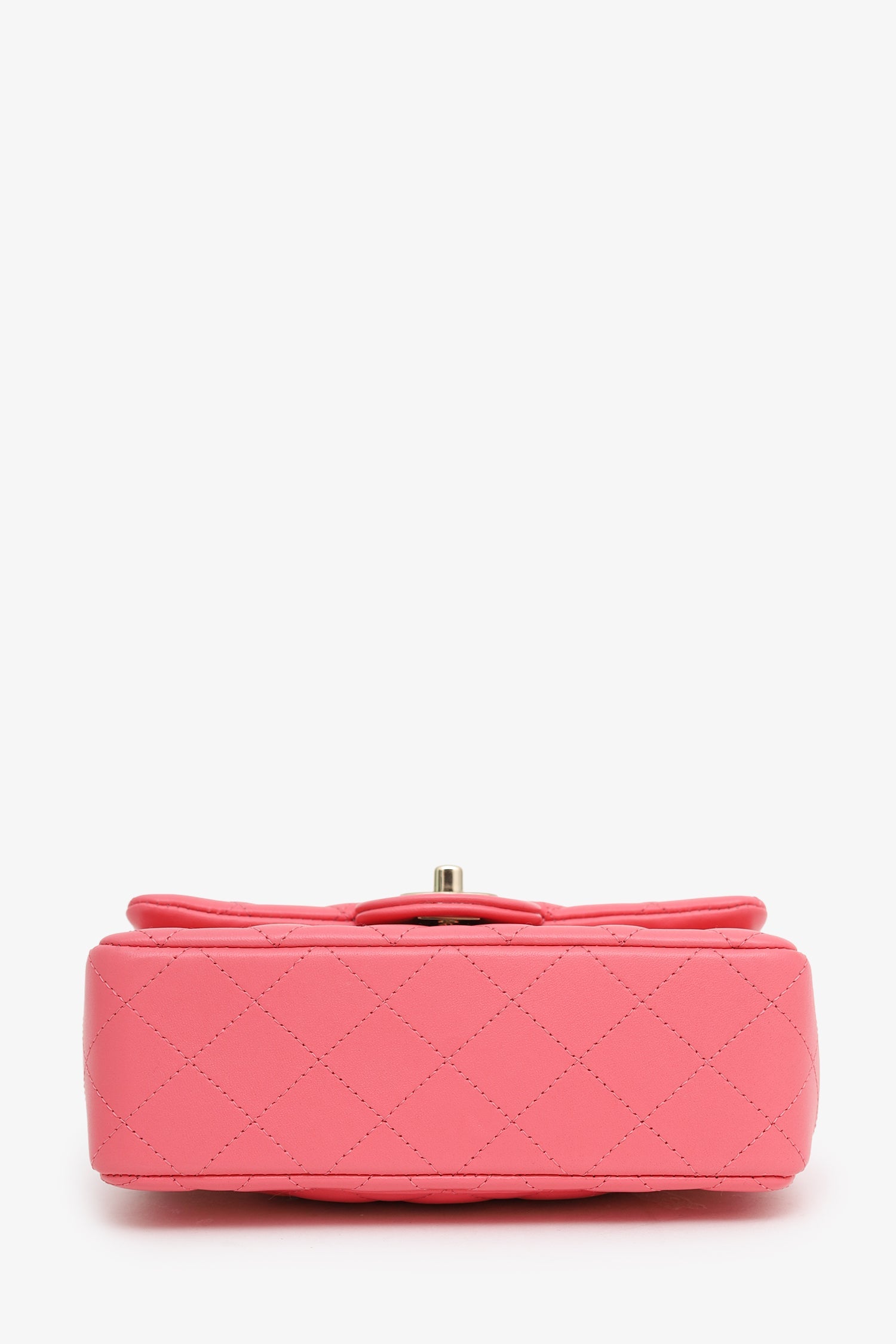 Pre-Loved Chanel™ 2020-21 Pink Lambskin Mini Rectangular Flap Bag