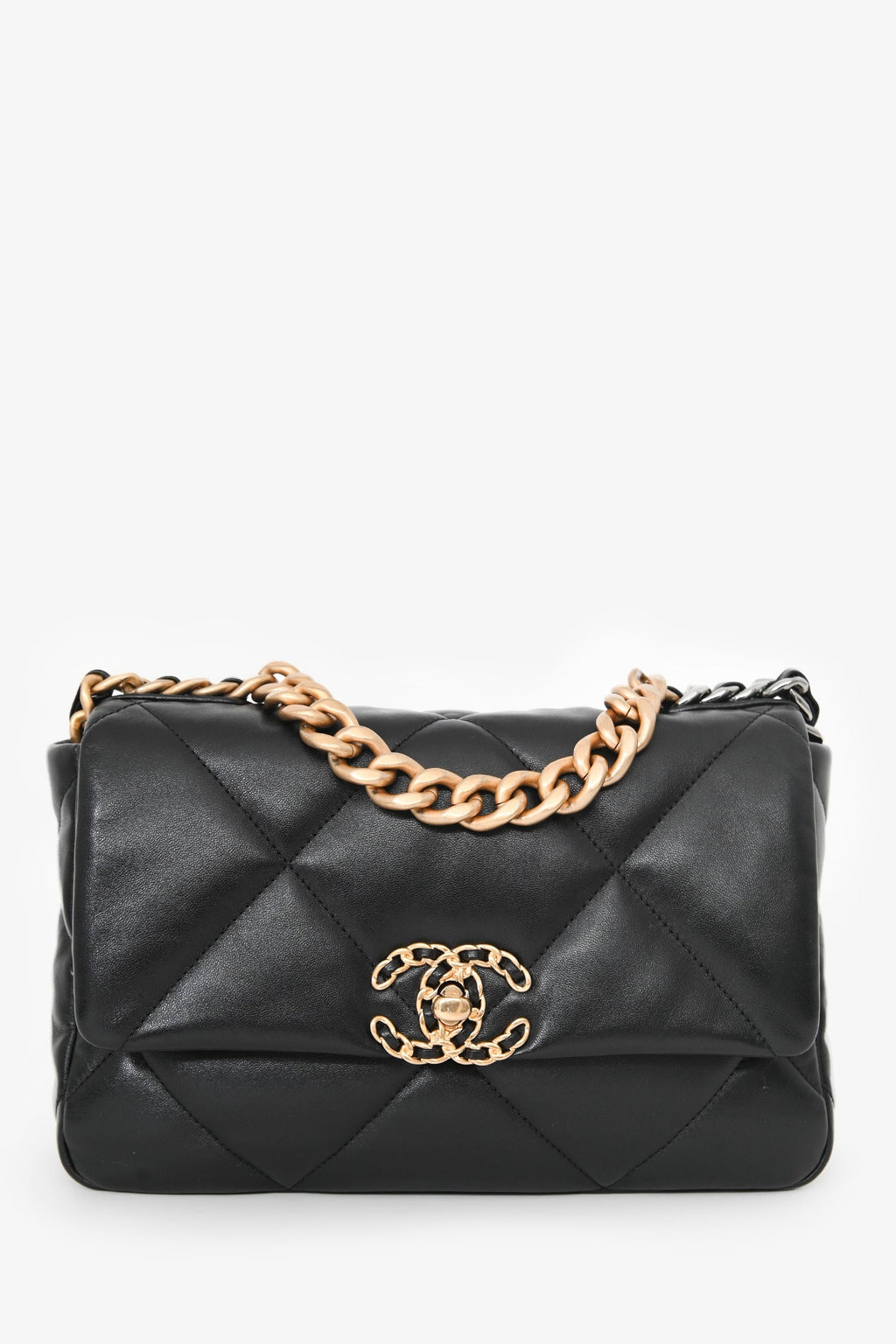 Pre-Loved Chanel™ Black Lambskin Small 19 Flap Bag