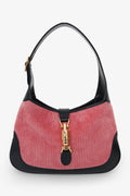 Gucci Navy/Pink Leather/Corduroy Jackie 1961 Shoulder Bag