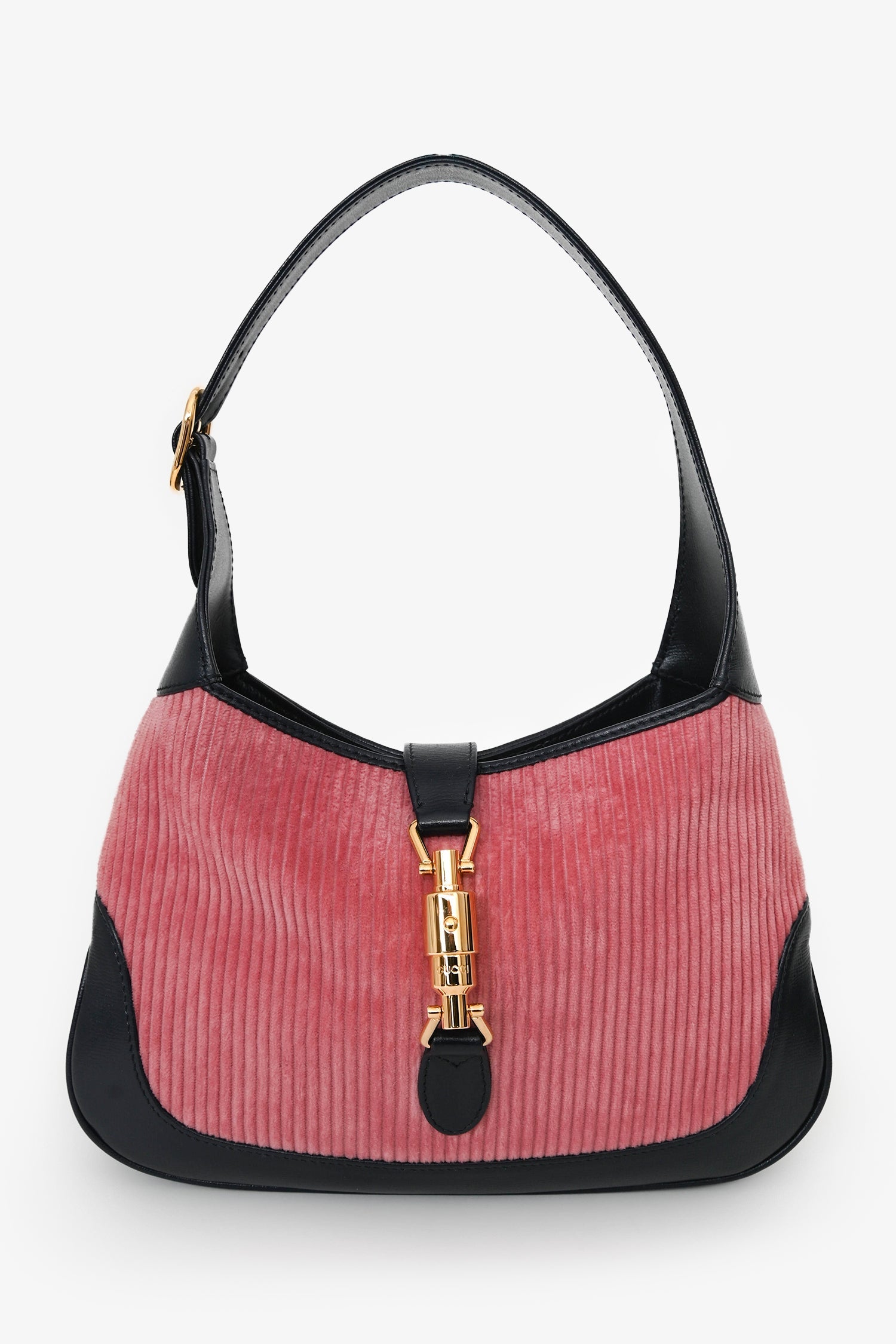 Gucci Navy/Pink Leather/Corduroy Jackie 1961 Shoulder Bag