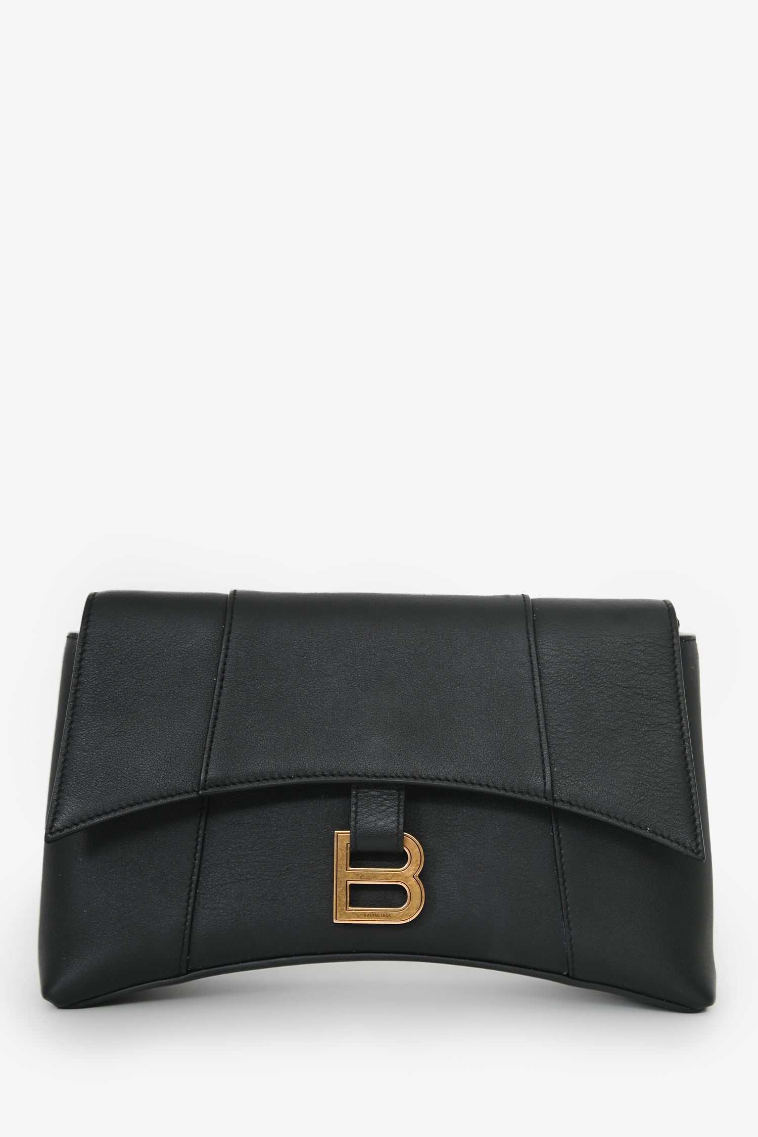 Balenciaga Black Leather Downtown Shoulder Bag