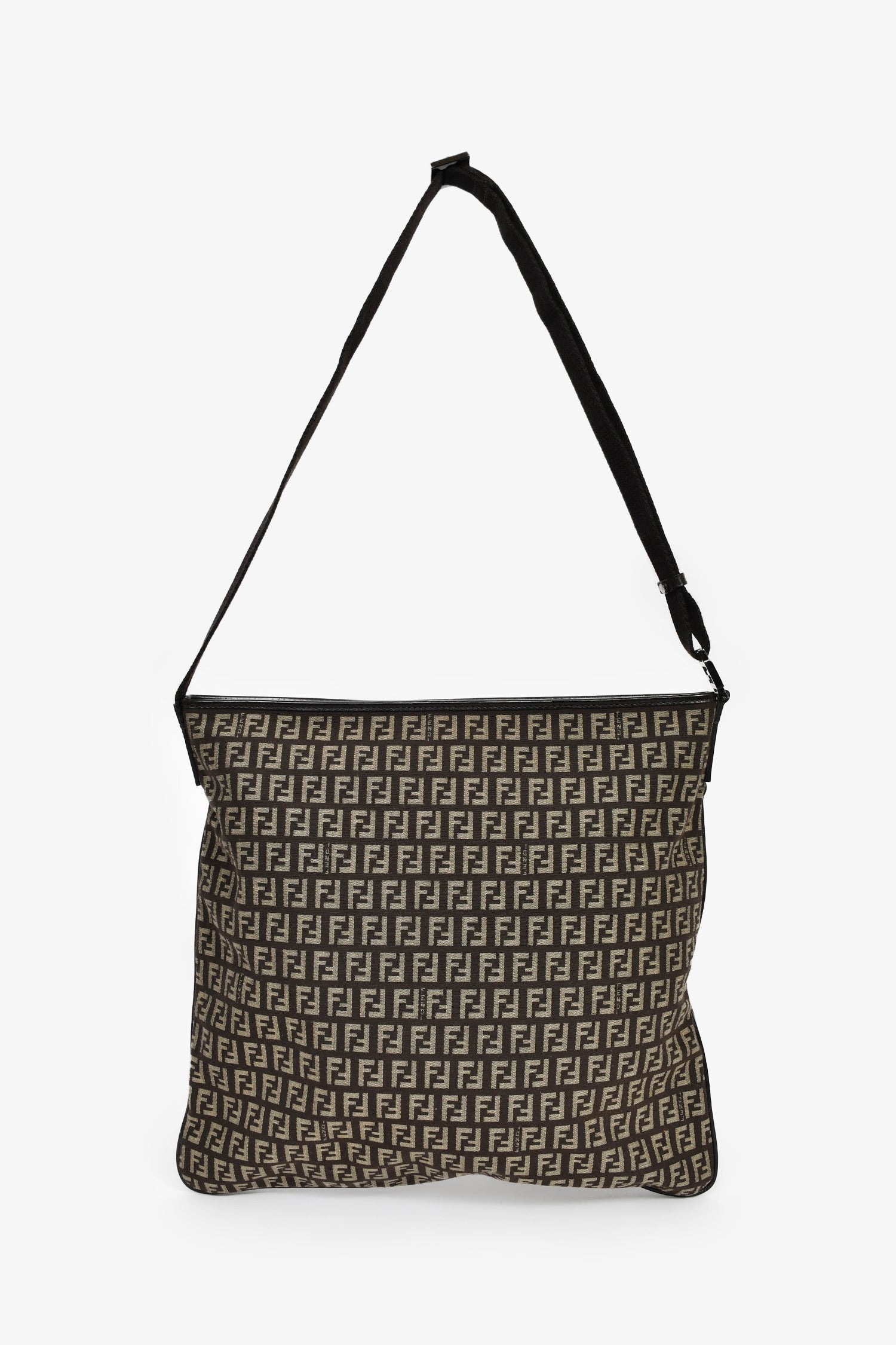 Fendi Brown Zucchino Canvas Large One Shoulder Bag