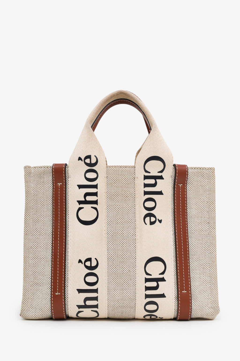 Chloé Beige/Brown Canvas Small Woody Tote Bag