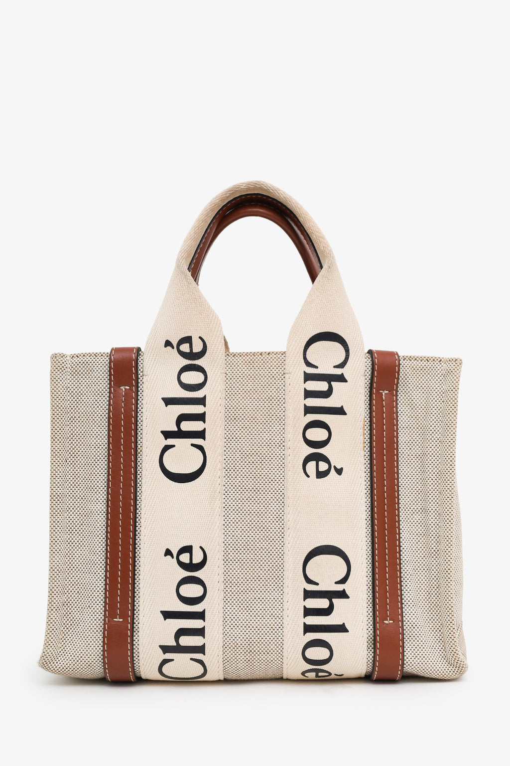Chloé Beige/Brown Canvas Small Woody Tote Bag