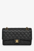 Pre-Loved Chanel™ 2012 Black Quilted Caviar Leather Medium Classic Double Flap