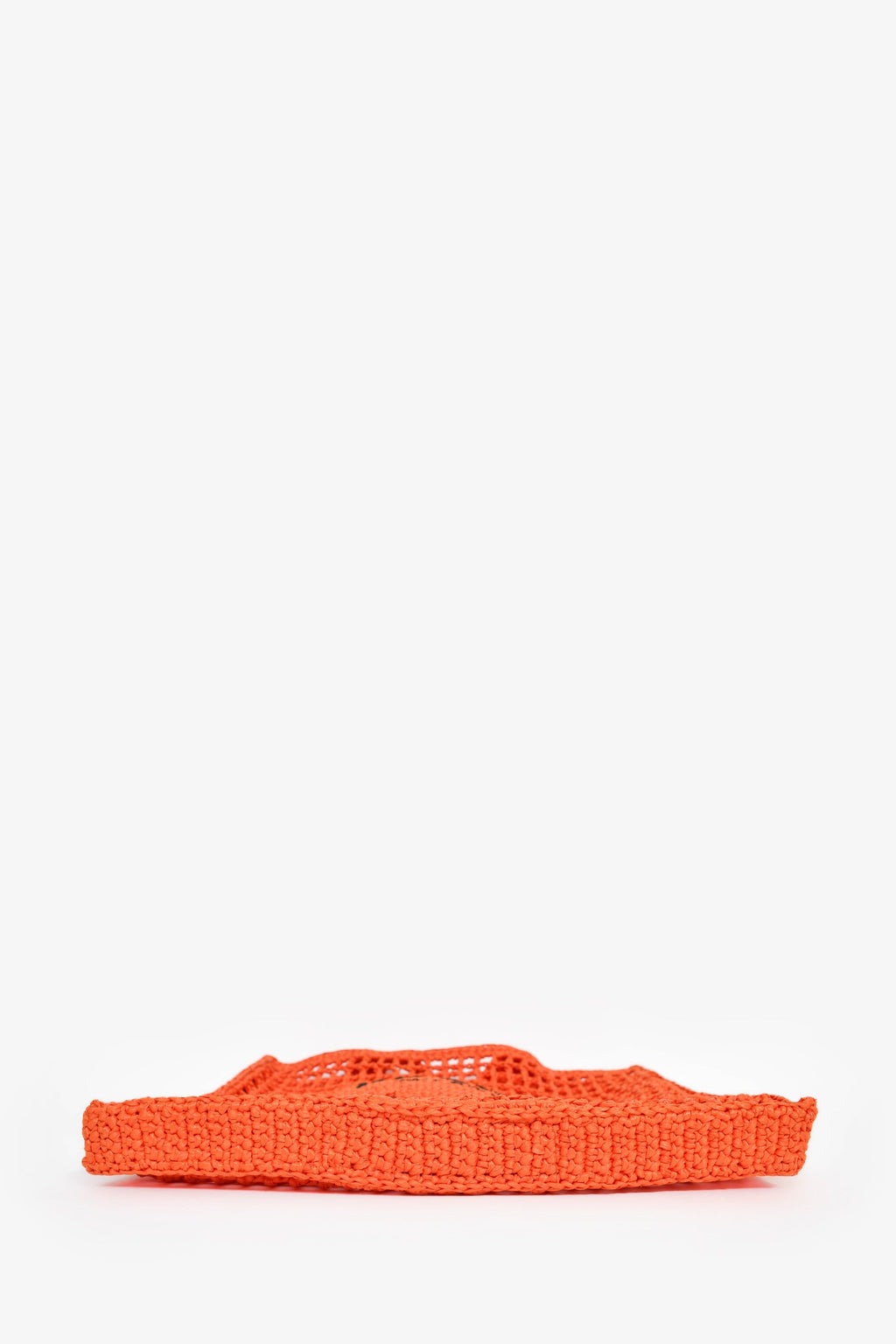 Prada Orange Small Logo Crochet Raffia Tote