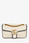 Gucci Cream/Navy Leather Marmont Small Shoulder Bag