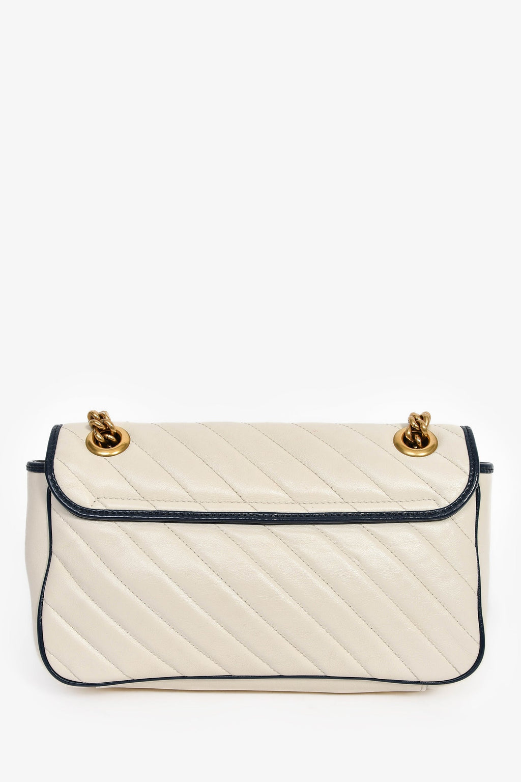 Gucci Cream/Navy Leather Marmont Small Shoulder Bag